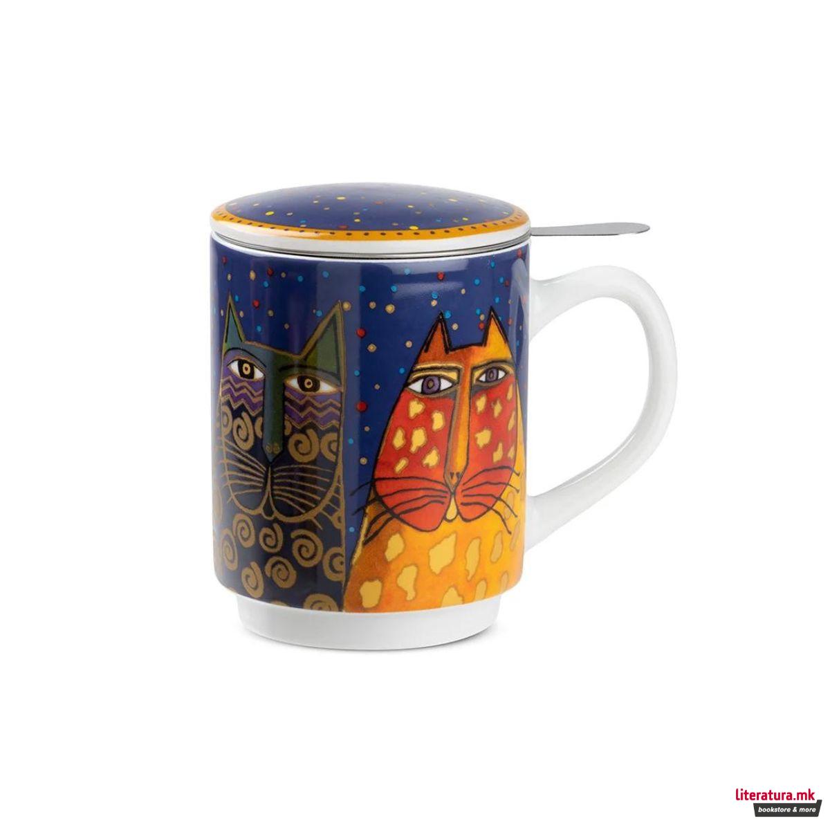 Шолја за чај со инфузер, Laurel Burch Blue, 350ml