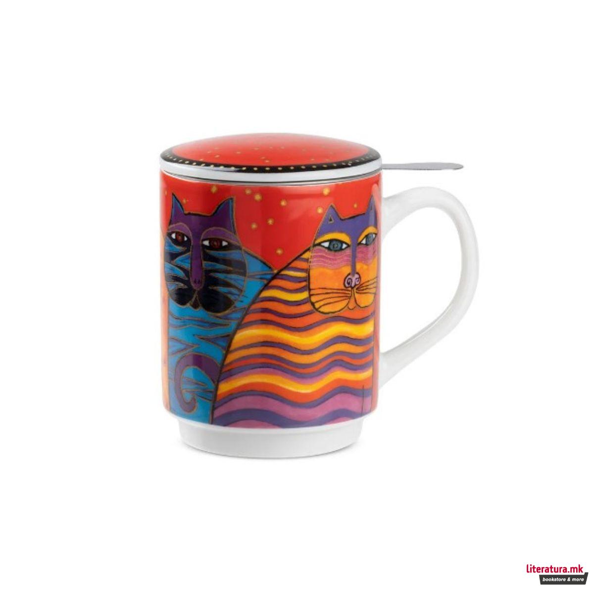 Шолја за чај со инфузер, Laurel Burch Red, 350ml 