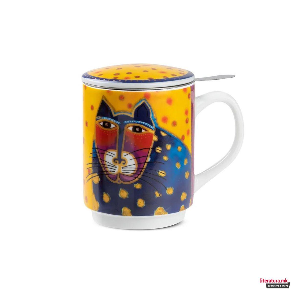 Шолја за чај со инфузер, Laurel Burch Yellow, 350ml 