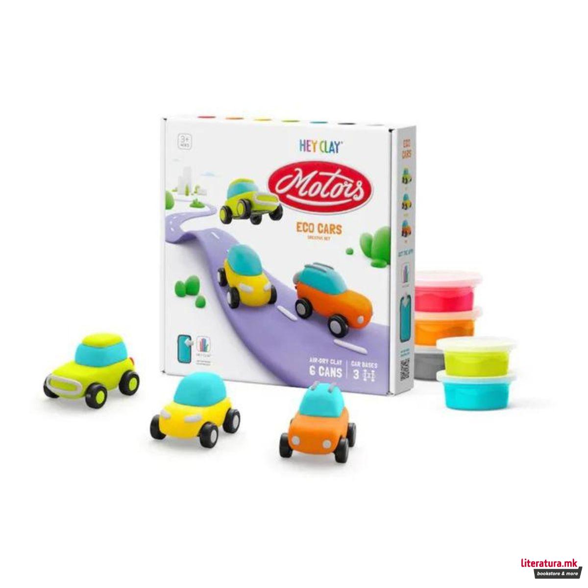 Сет за изработка со глина, Motors - Eco Cars 