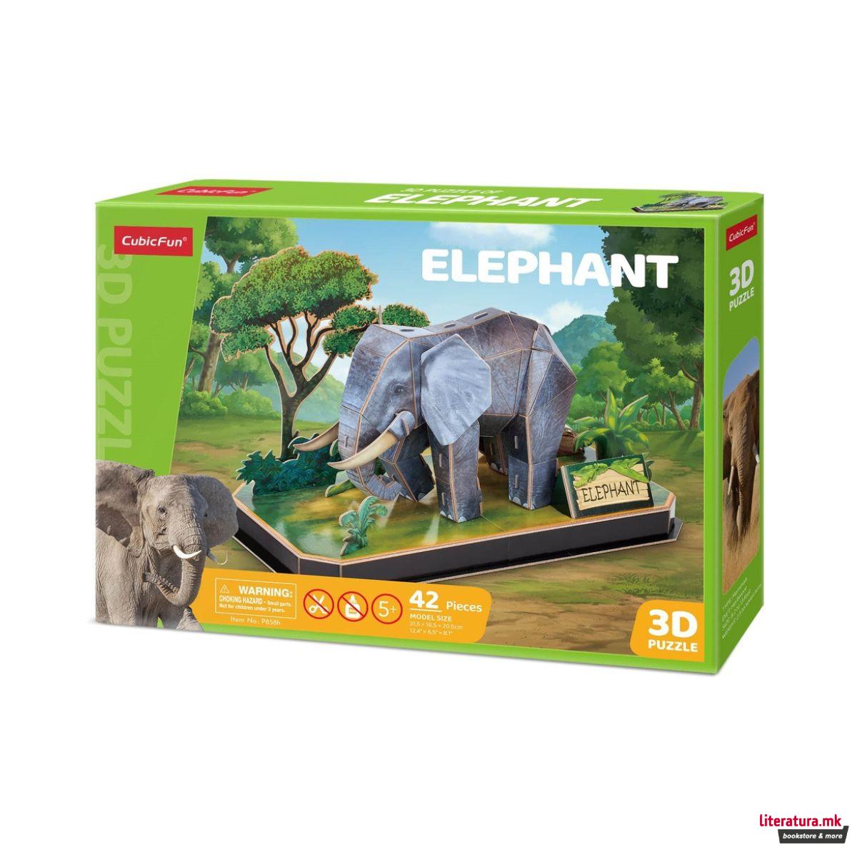 3D сложувалка, Cubic Fun - Animal Pals: Elephant, 42 парчиња 