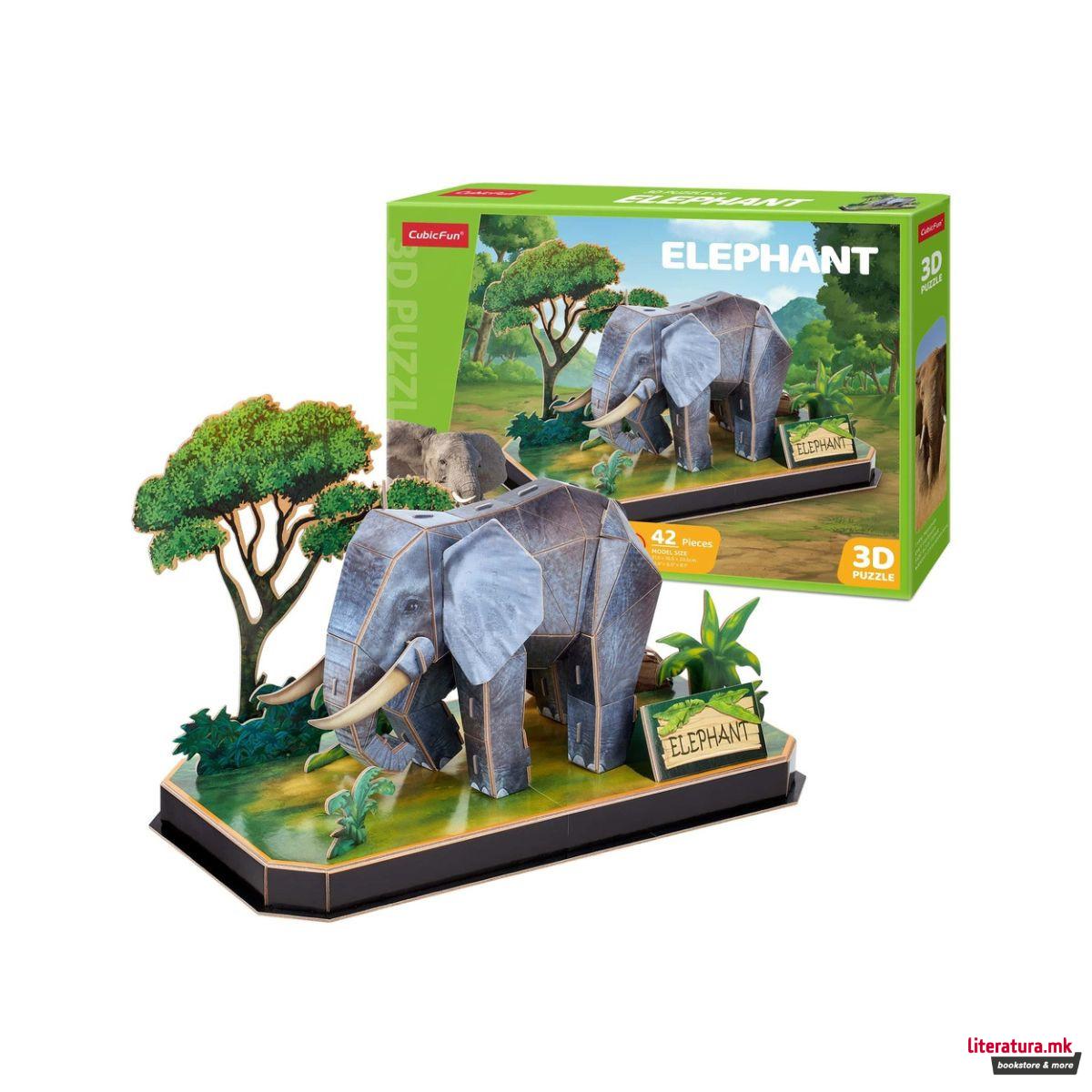 3D сложувалка, Cubic Fun - Animal Pals: Elephant, 42 парчиња 