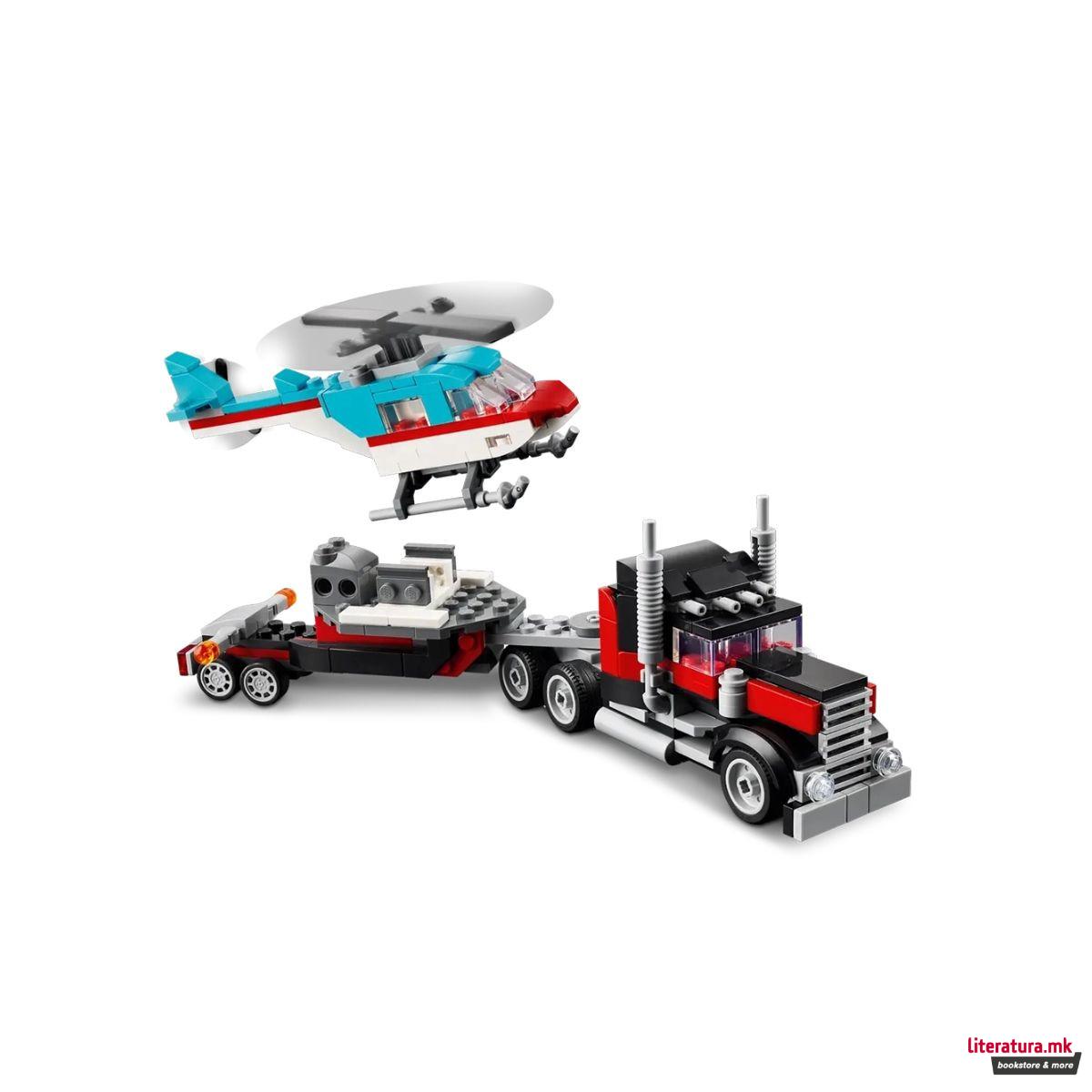LEGO коцки, Creator 3 in 1, Flatbed Truck with Helicopter 