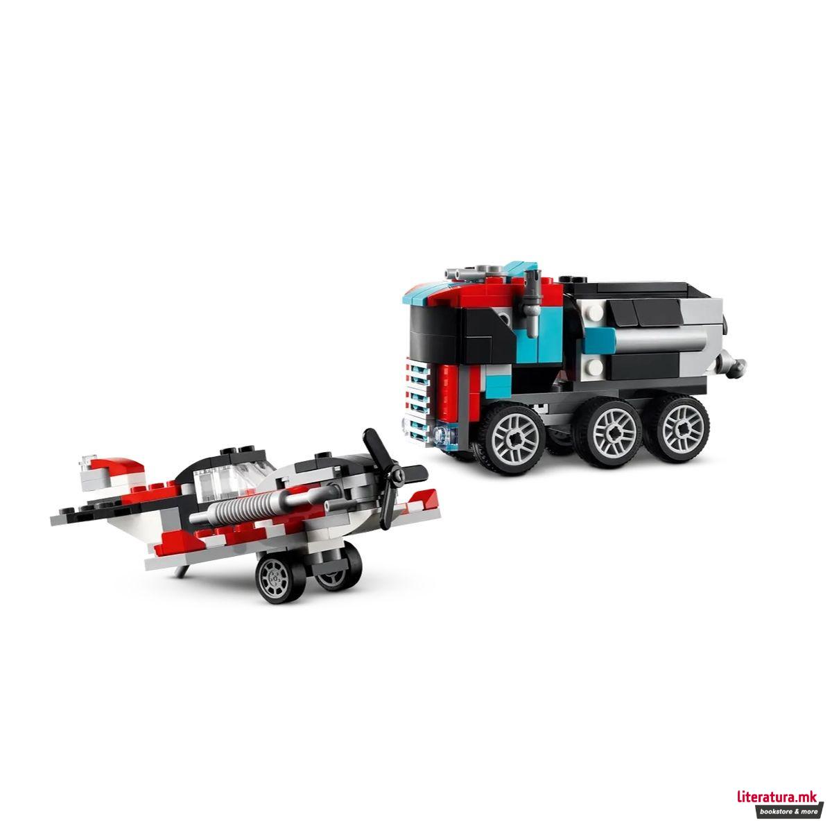 LEGO коцки, Creator 3 in 1, Flatbed Truck with Helicopter 