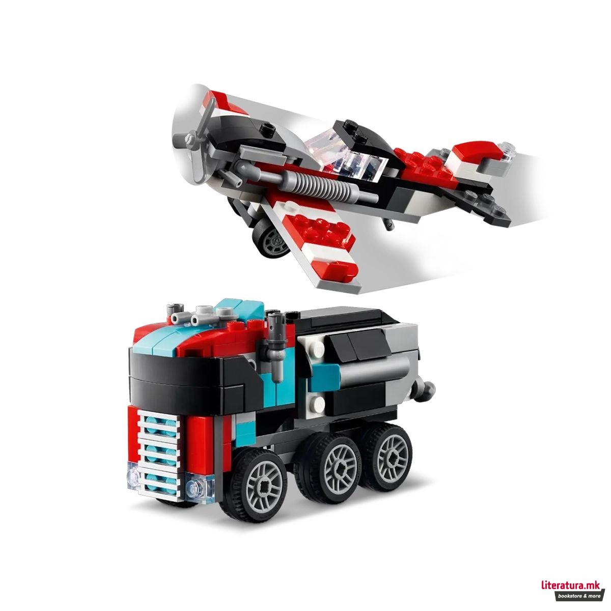 LEGO коцки, Creator 3 in 1, Flatbed Truck with Helicopter 
