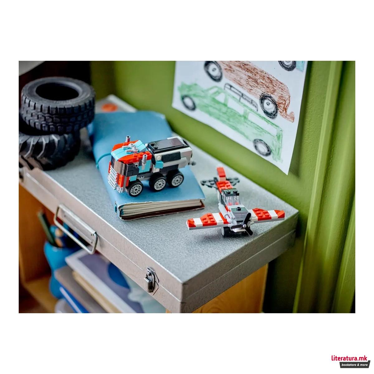 LEGO коцки, Creator 3 in 1, Flatbed Truck with Helicopter 