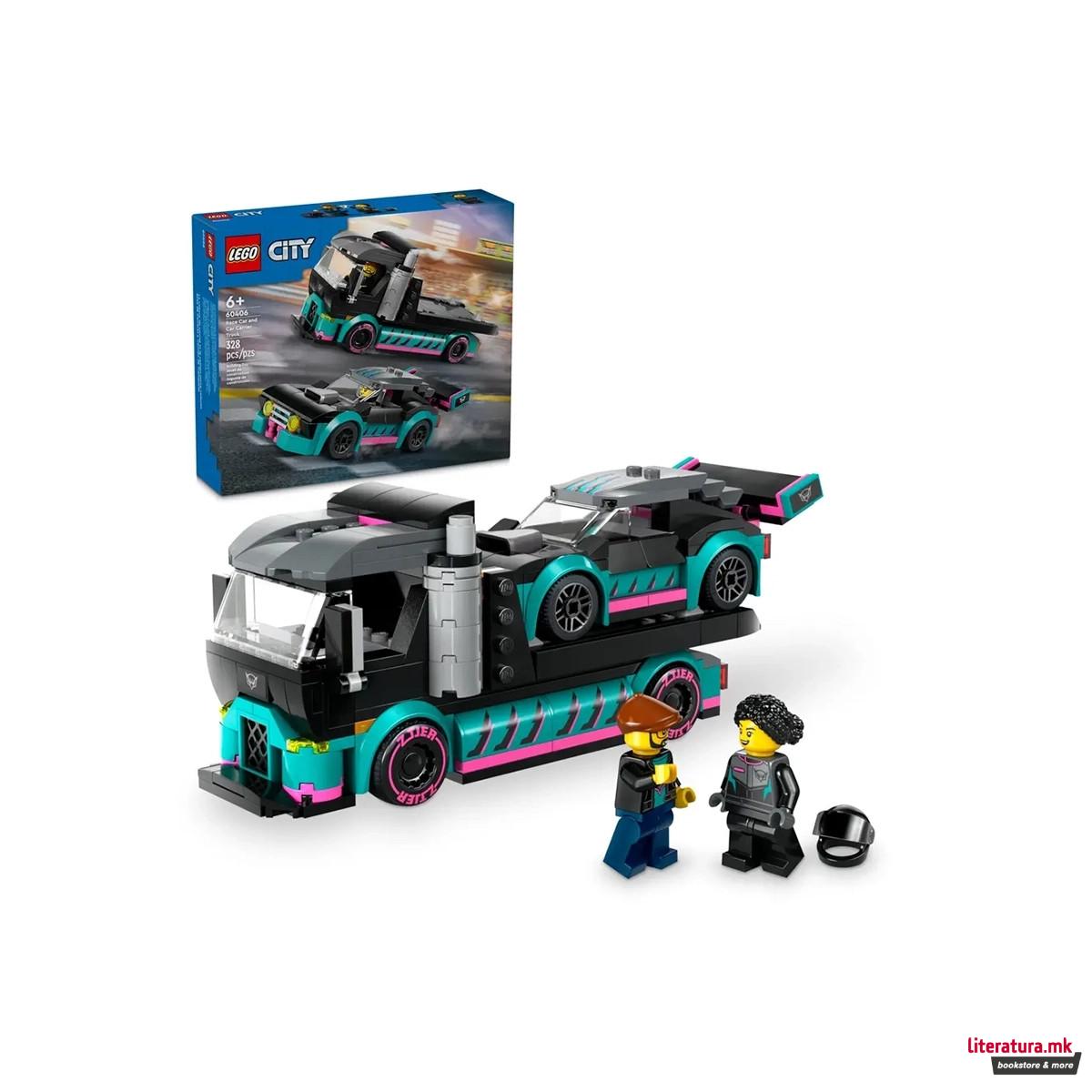 LEGO коцки, City, Race Car and Car Carrier Truck 