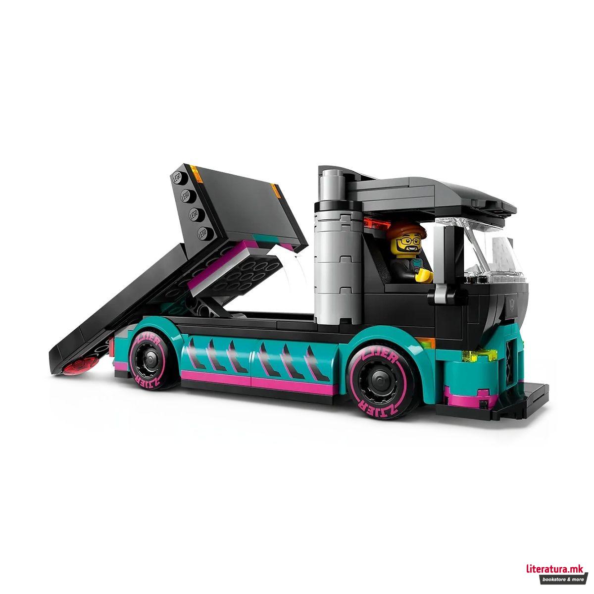 LEGO коцки, City, Race Car and Car Carrier Truck 