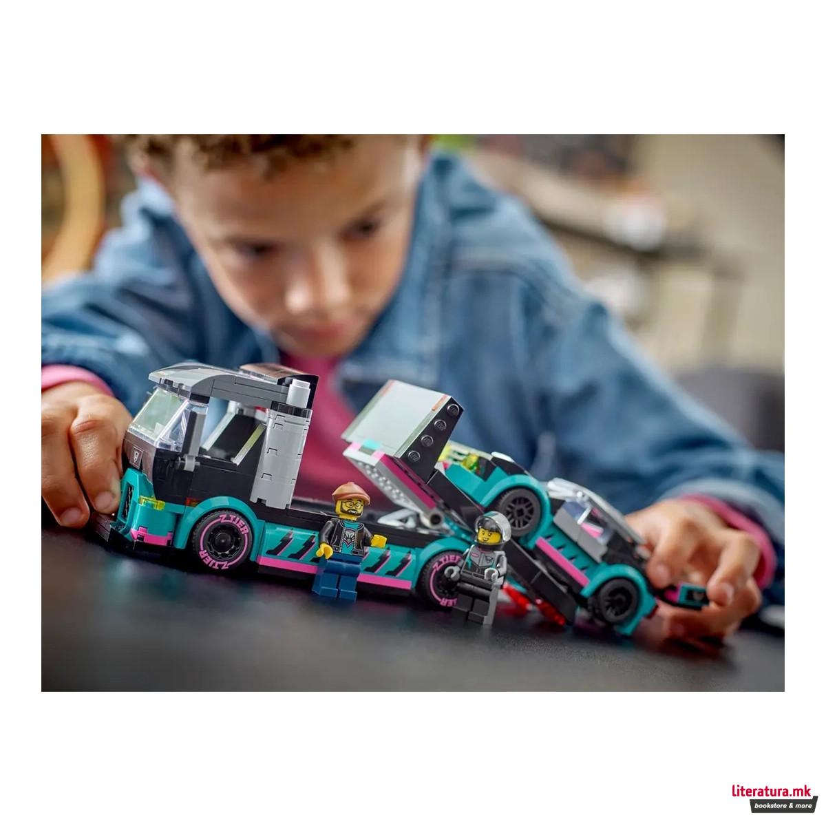 LEGO коцки, City, Race Car and Car Carrier Truck 