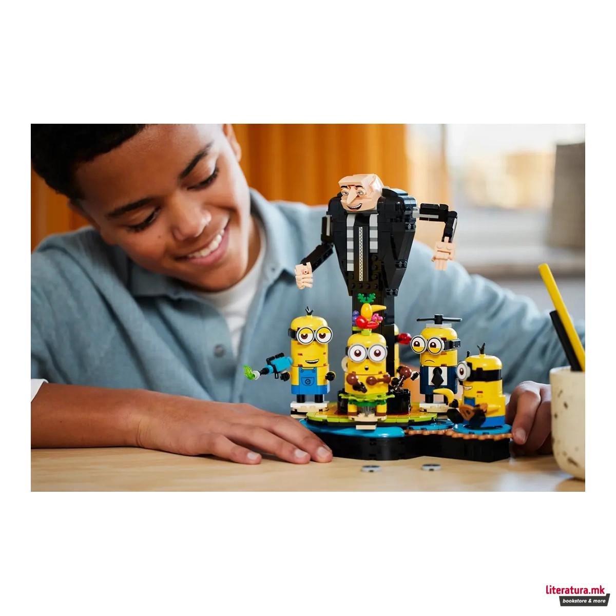 LEGO коцки, Despicable Me 4 - Brick-Built Gru and Minions 