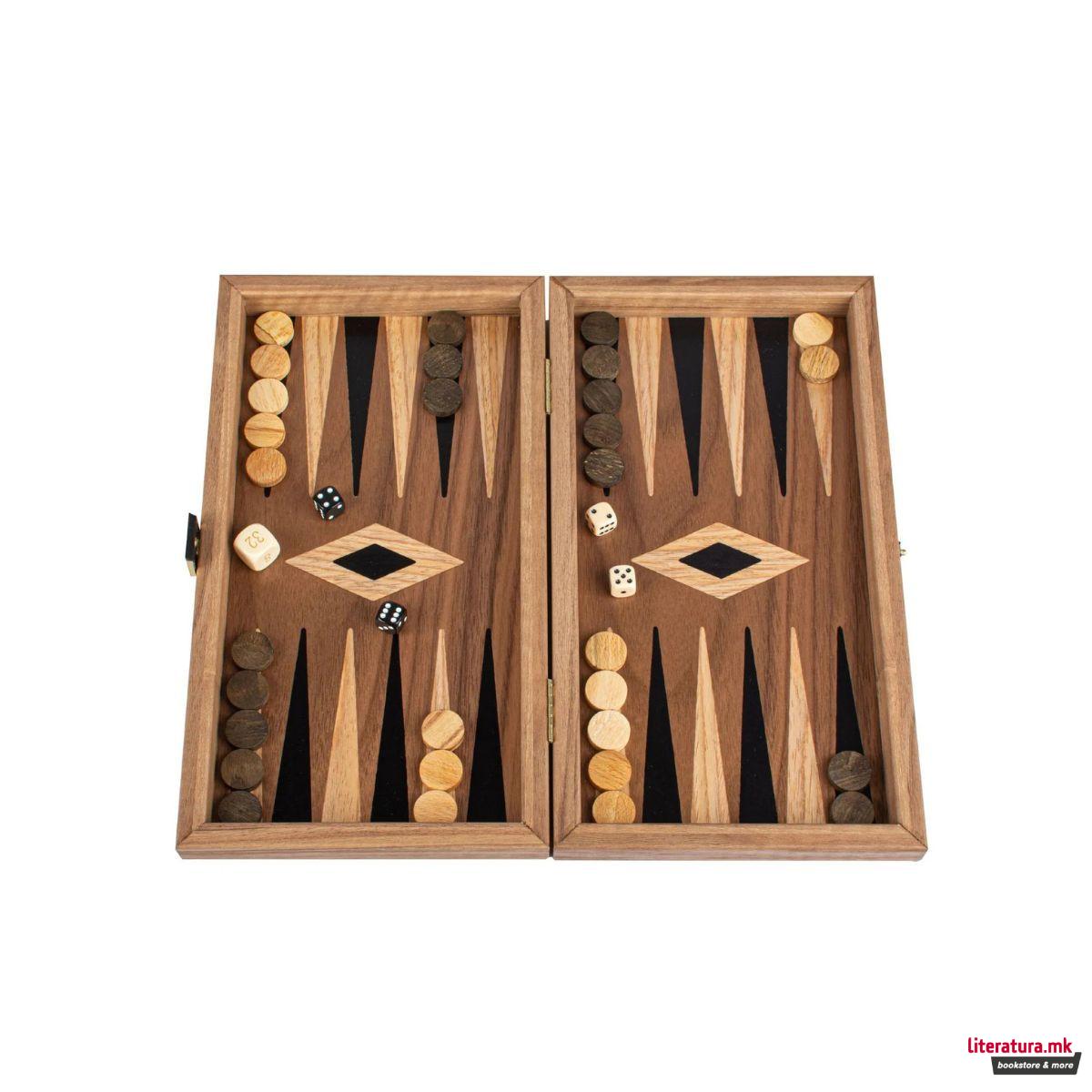 Сет за табла, American Walnut - Elegant Marquetry Design, мал 