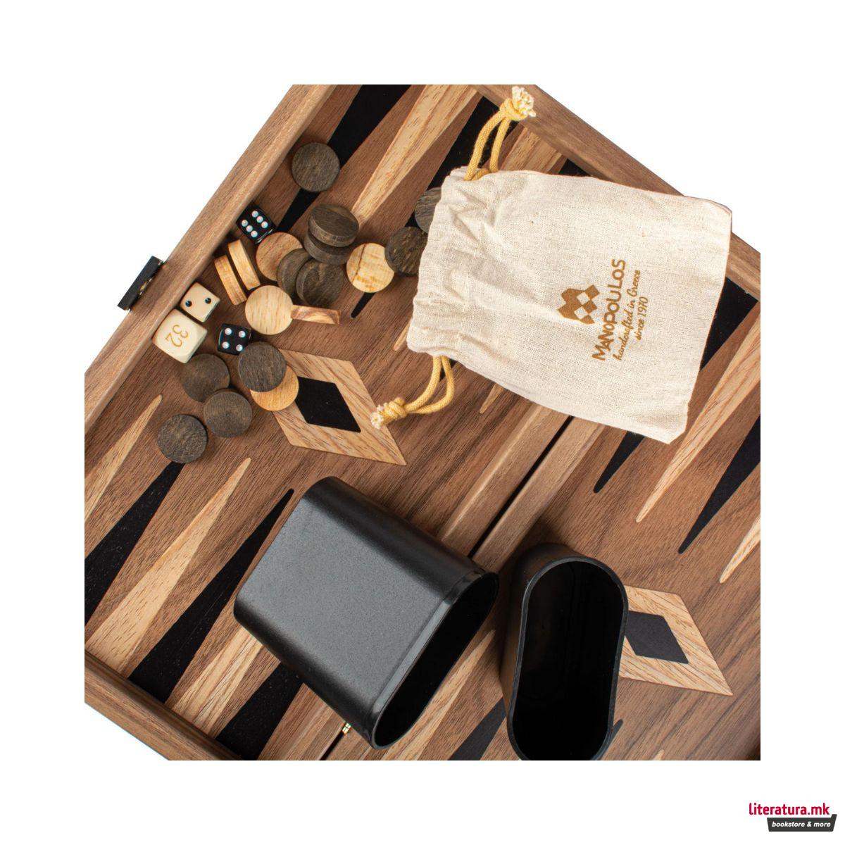 Сет за табла, American Walnut - Elegant Marquetry Design, мал 