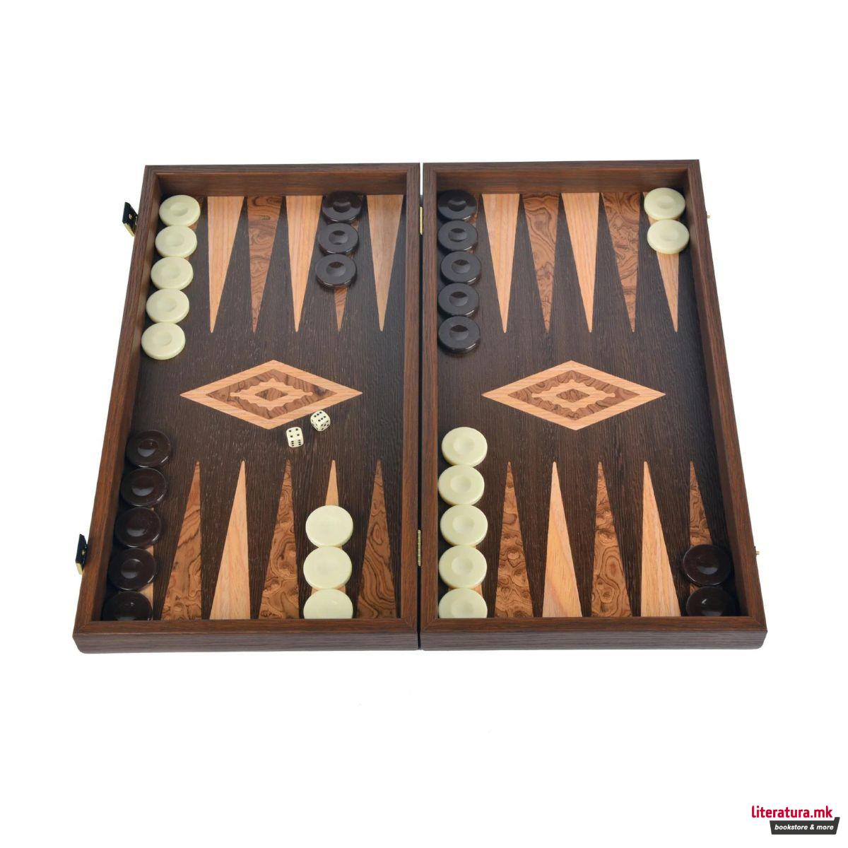 Сет за табла, Wenge & Walnut Burl - Elegant Marquetry Design, мал 