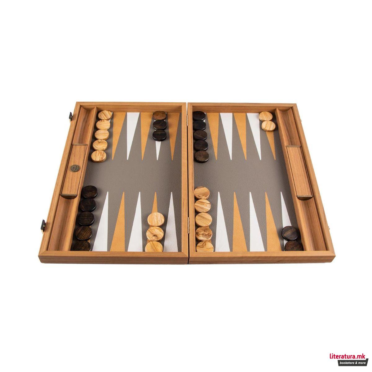 Сет за табла, Grey Beige Ostrich Tote, голем 