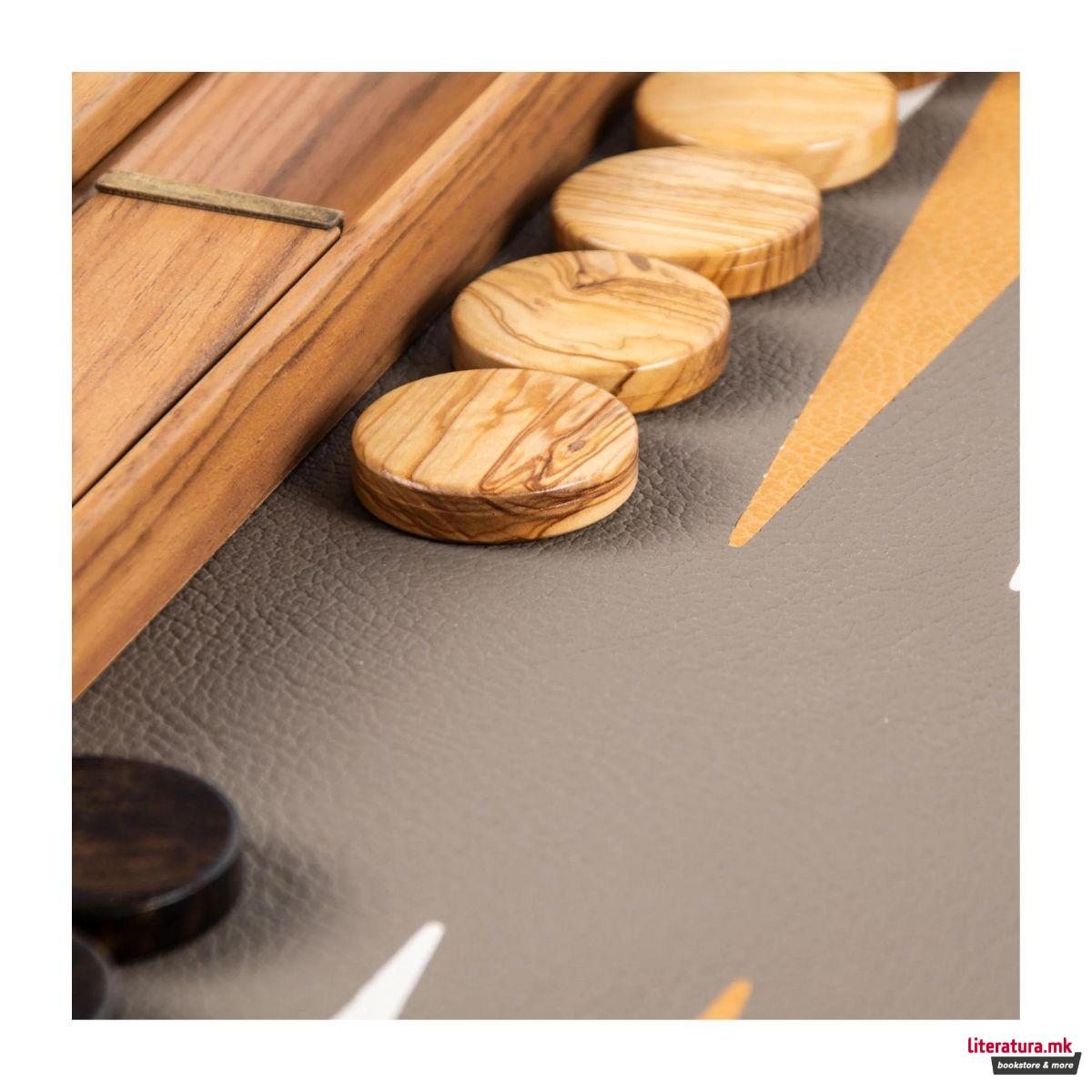 Сет за табла, Grey Beige Ostrich Tote, голем 