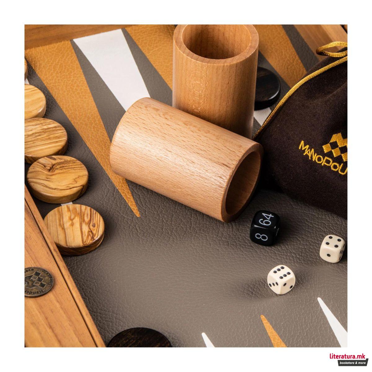 Сет за табла, Grey Beige Ostrich Tote, голем 