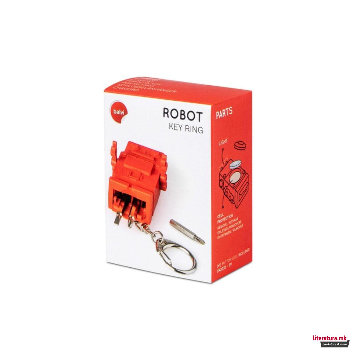 Повеќенаменски приврзок за клучеви, Robot, црвена 