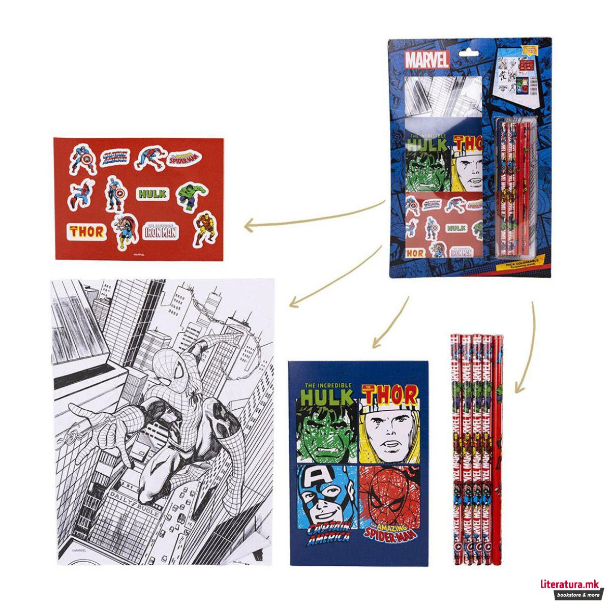 Сет за боење + стикери, Marvel - Avengers 