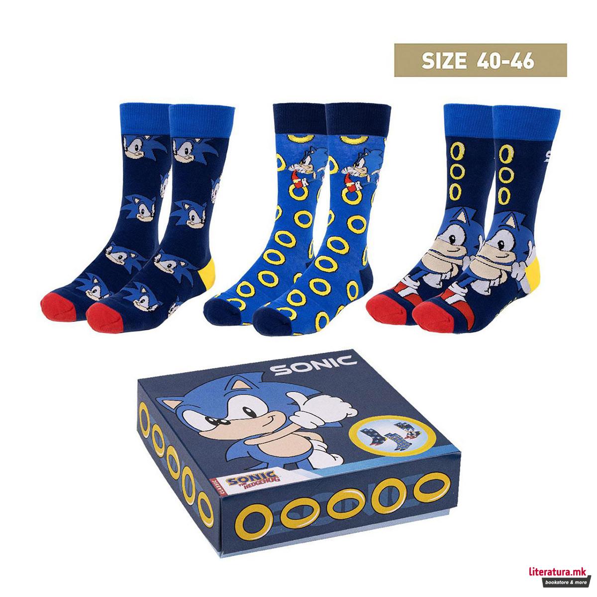 Сет од 3 пара чорапи, Sonic The Hedgehog (40-46) 