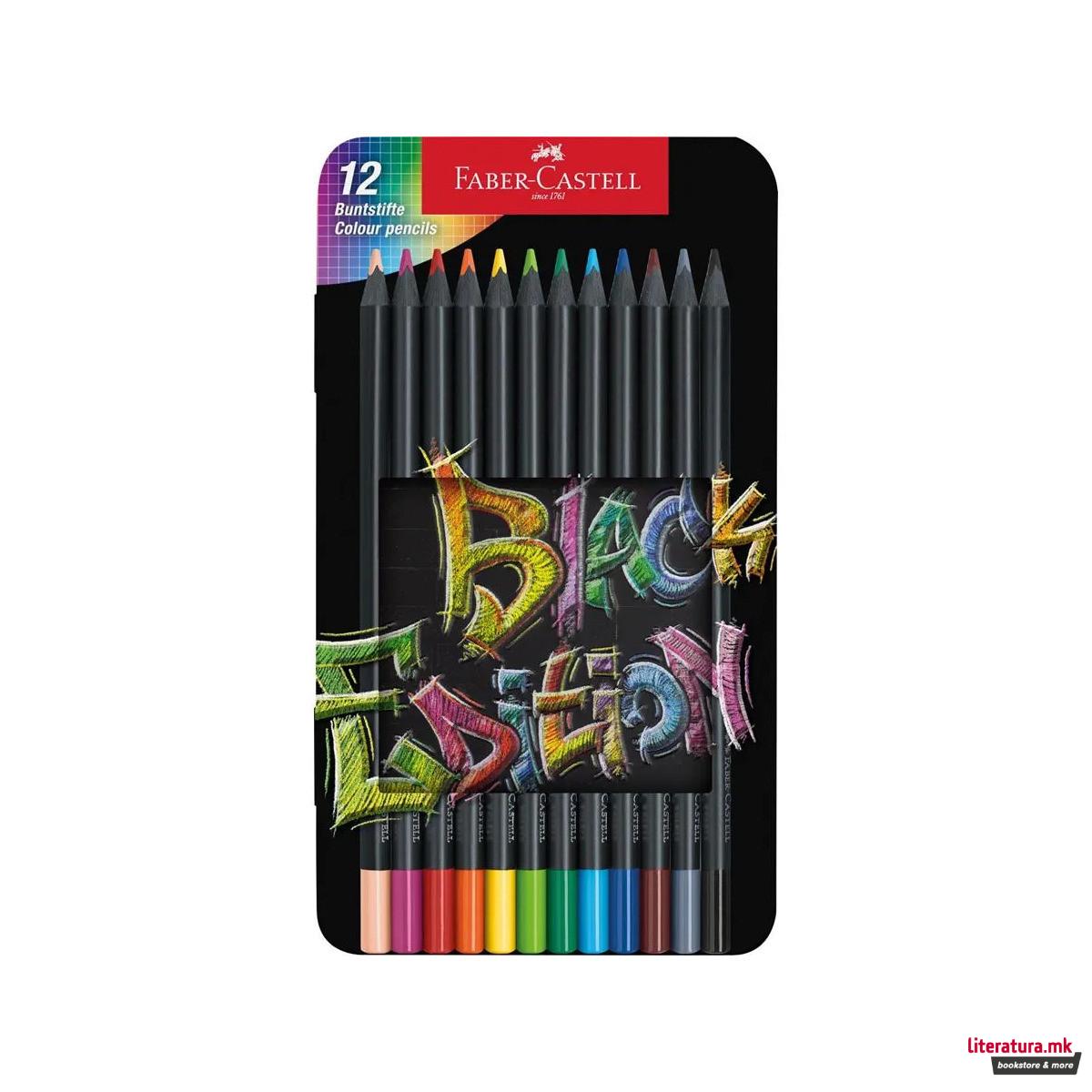 Сет од 12 дрвени боици во метална кутија, Black Edition 