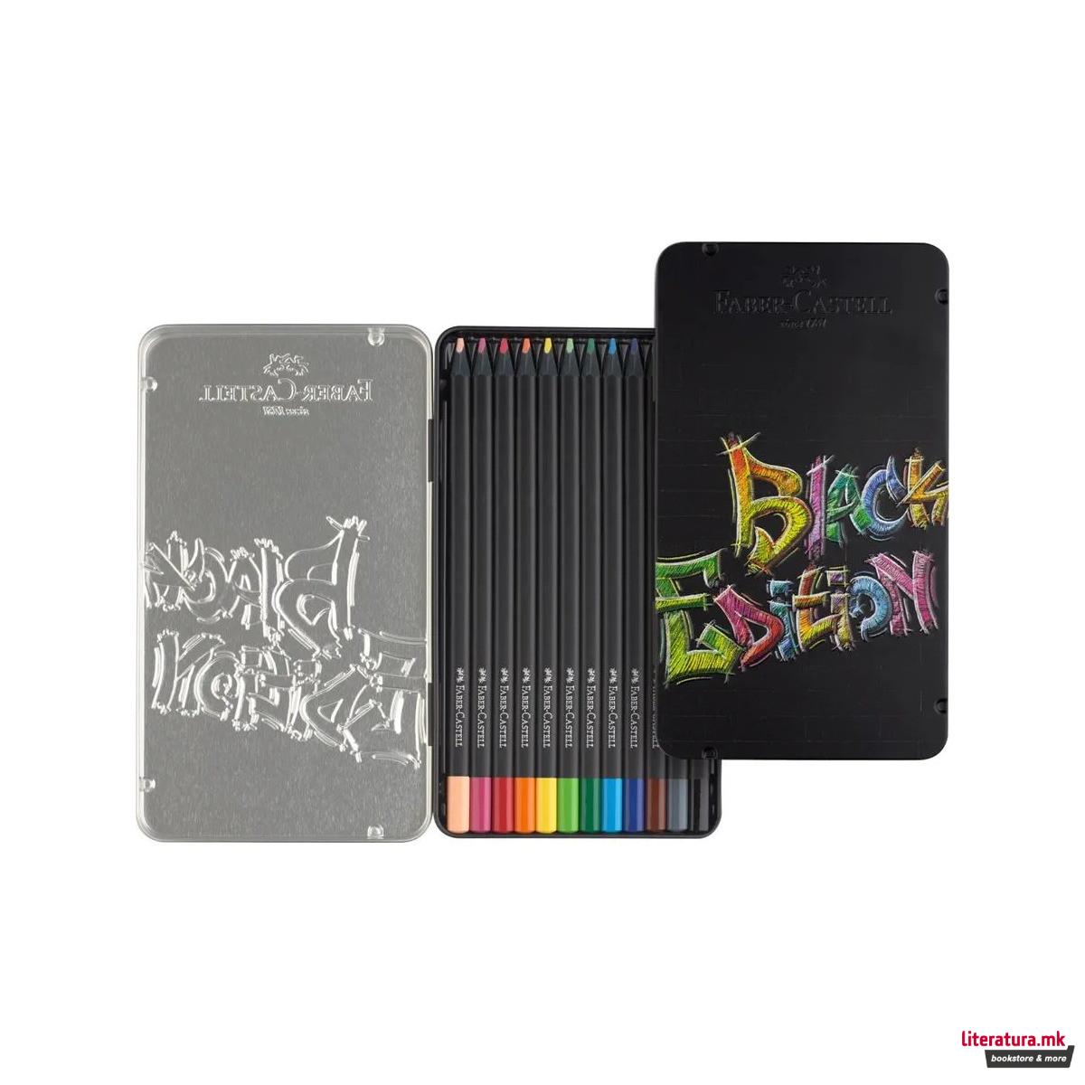 Сет од 12 дрвени боици во метална кутија, Black Edition 