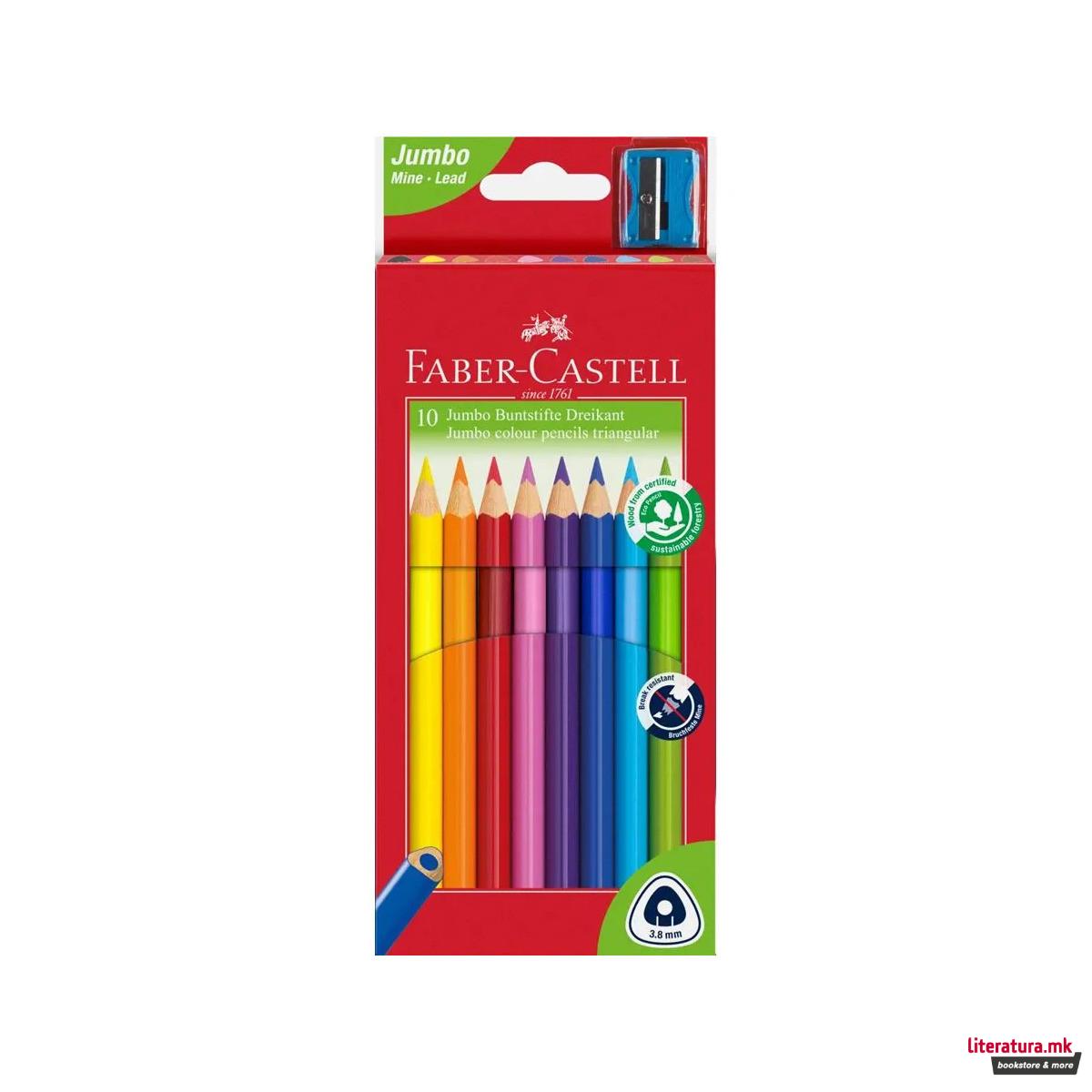 Сет од 10 дрвени боици, Jumbo Junior Triangular 