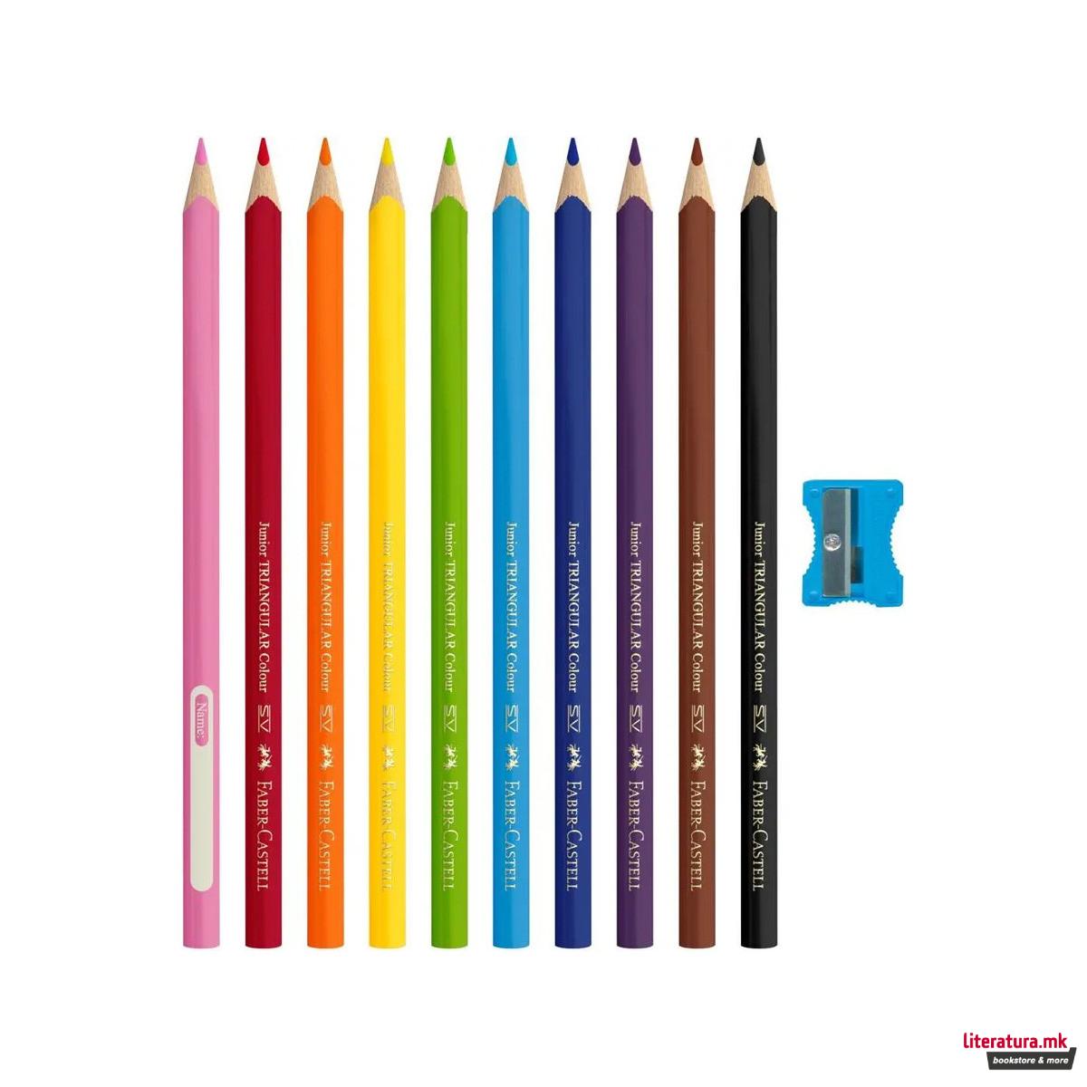 Сет од 10 дрвени боици, Jumbo Junior Triangular 