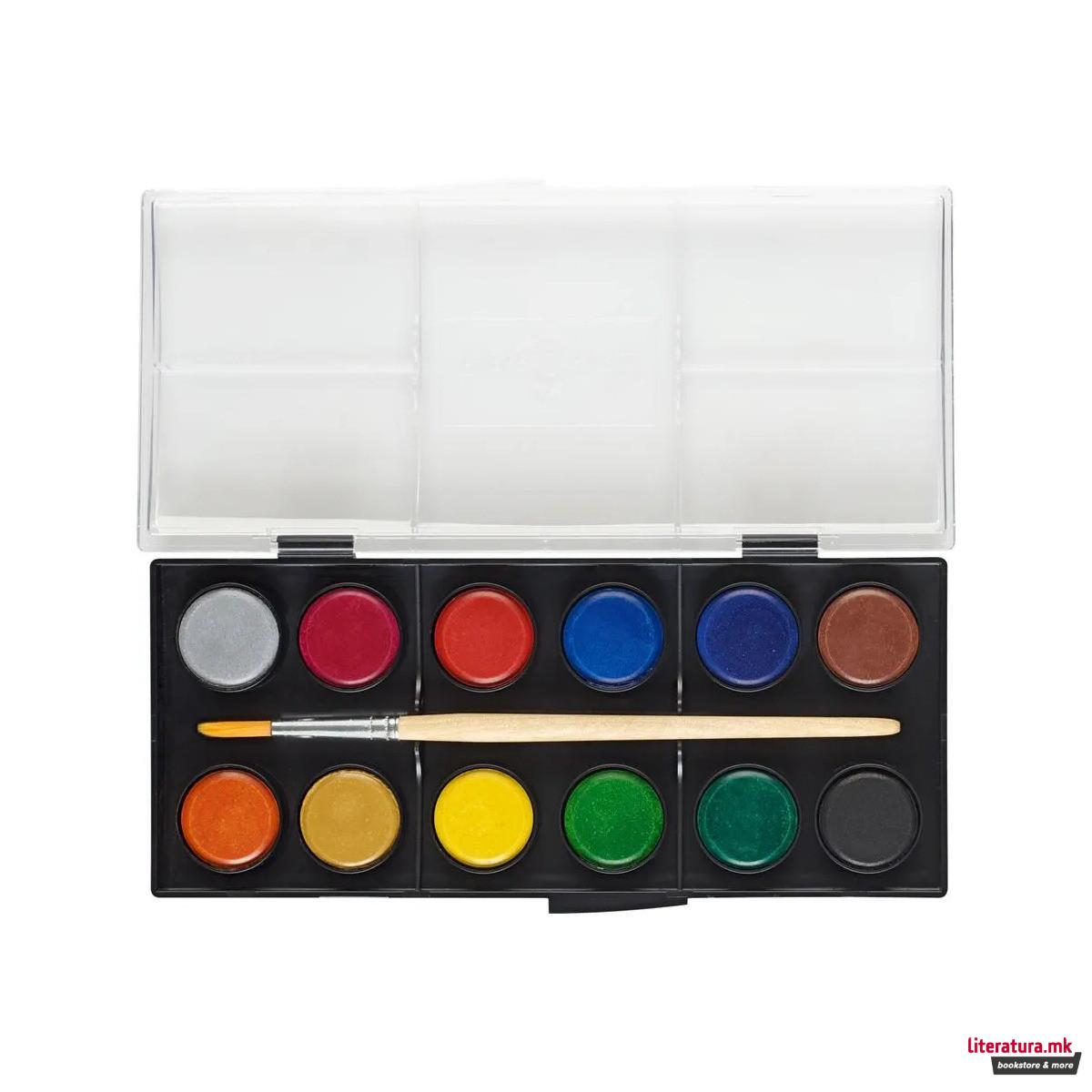 Водени боици + четка, Faber Castell - мали, 1/12 