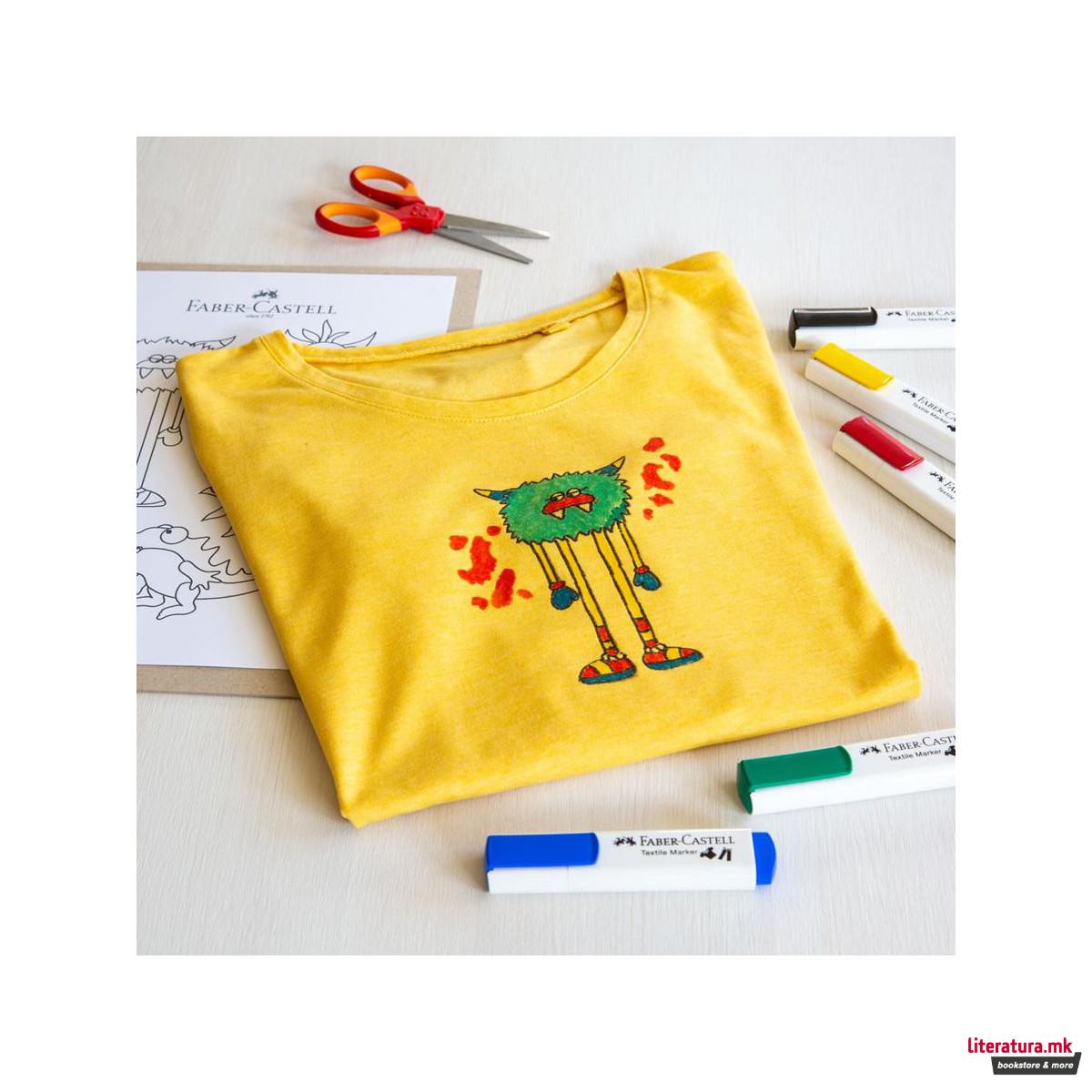 Сет од 5 маркери за текстил, Faber Castell Textile Marker 