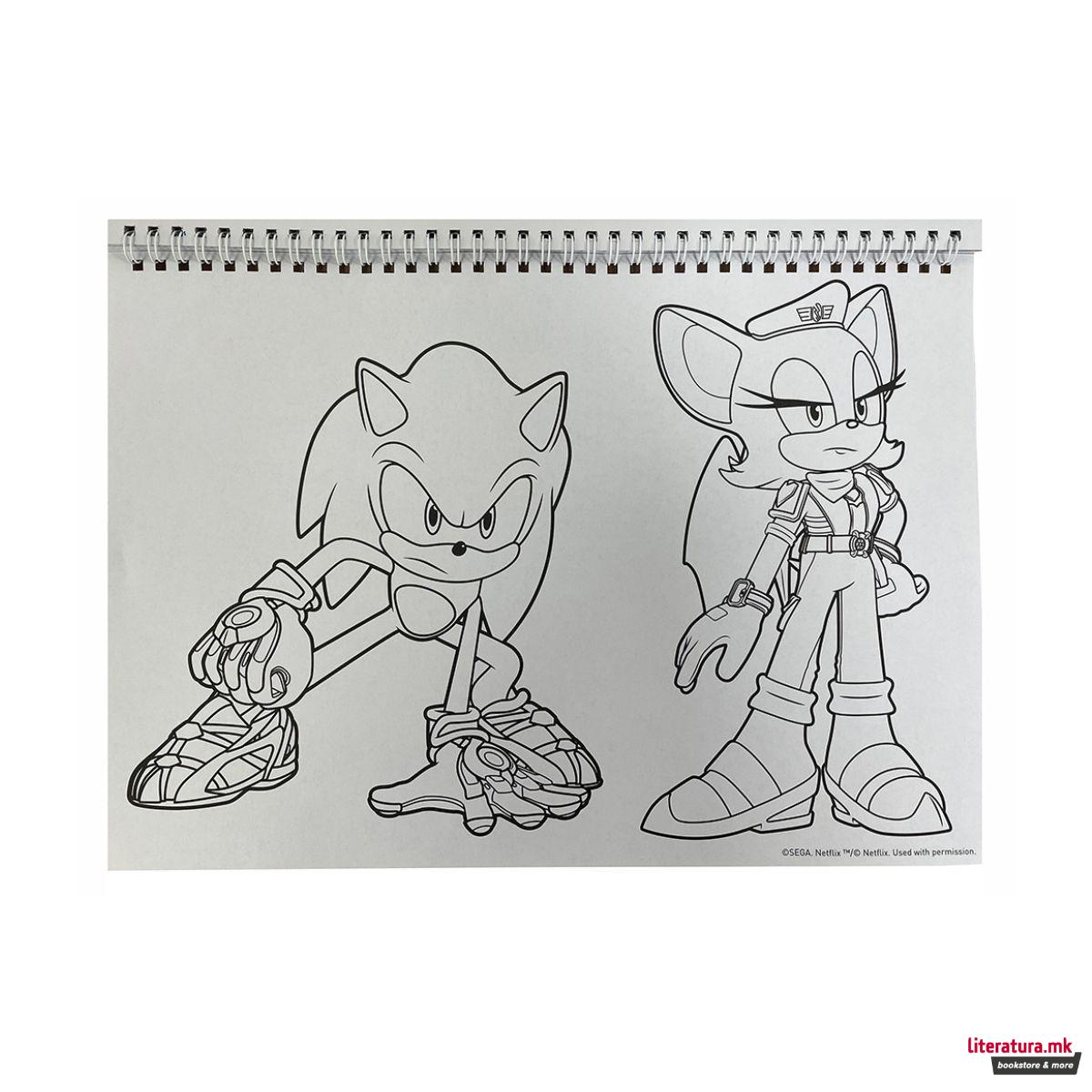 Скицник со стикери, Sonic Prime, 23 x 33 cm, 40 листови 