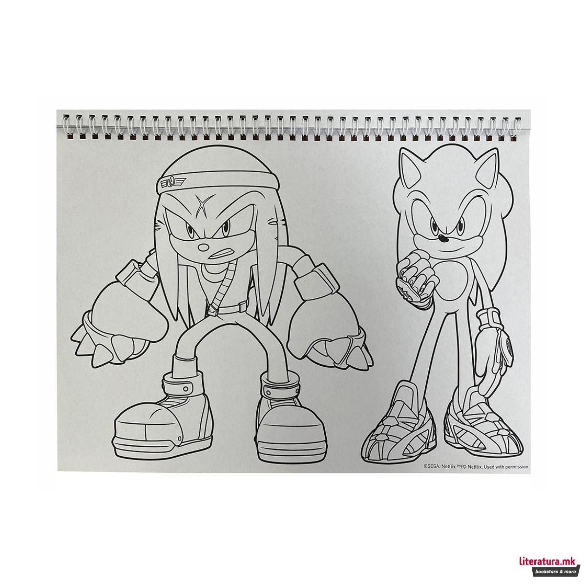 Скицник со стикери, Sonic Prime, 23 x 33 cm, 40 листови 