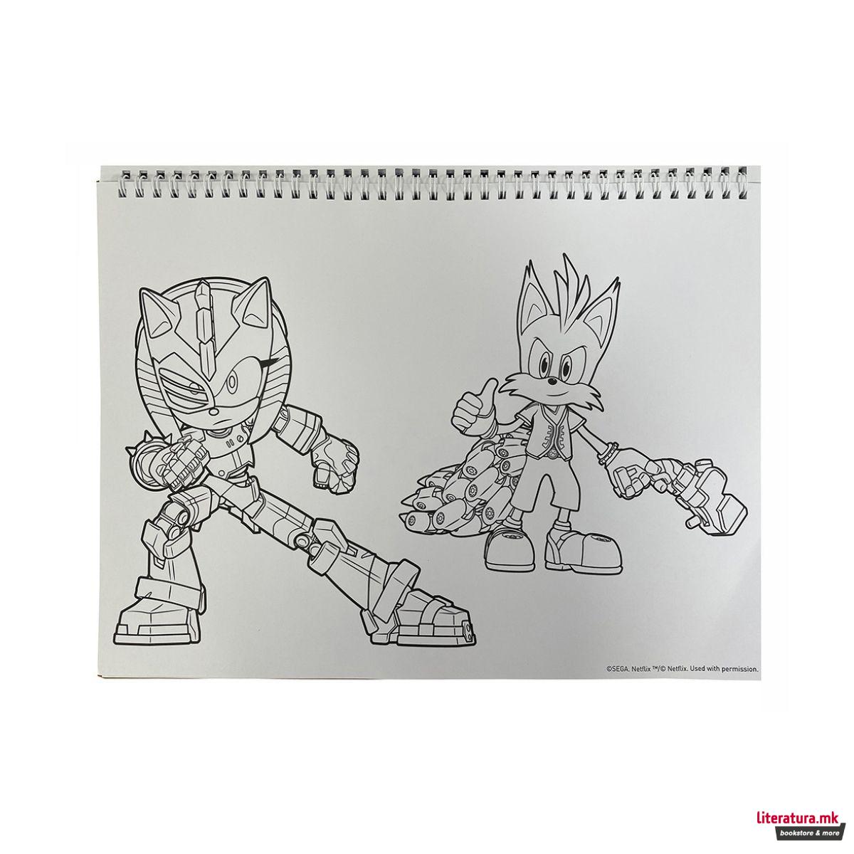 Скицник со стикери, Sonic Prime, 23 x 33 cm, 40 листови 