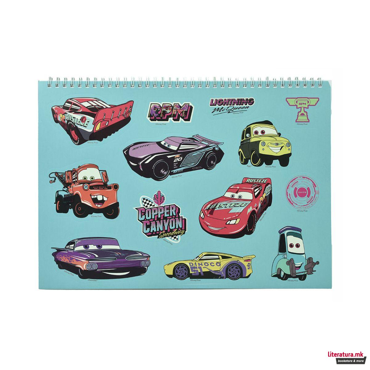 Скицник со стикери, Pixar: Cars - Lightning McQueen, 23 x 33 cm, 40 листови 