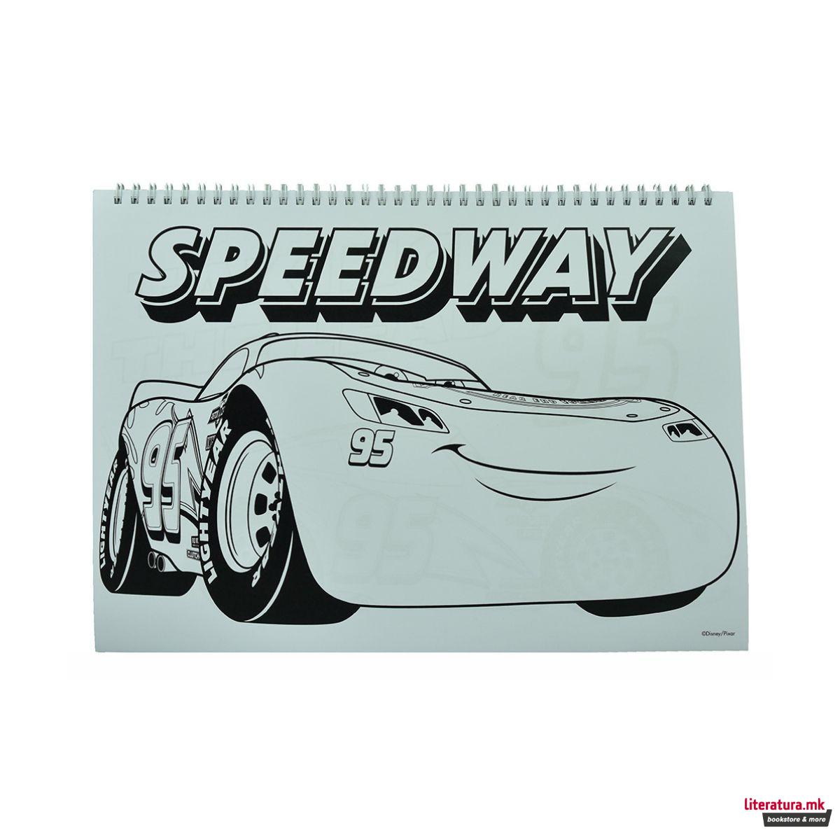 Скицник со стикери, Pixar: Cars - Lightning McQueen, 23 x 33 cm, 40 листови 