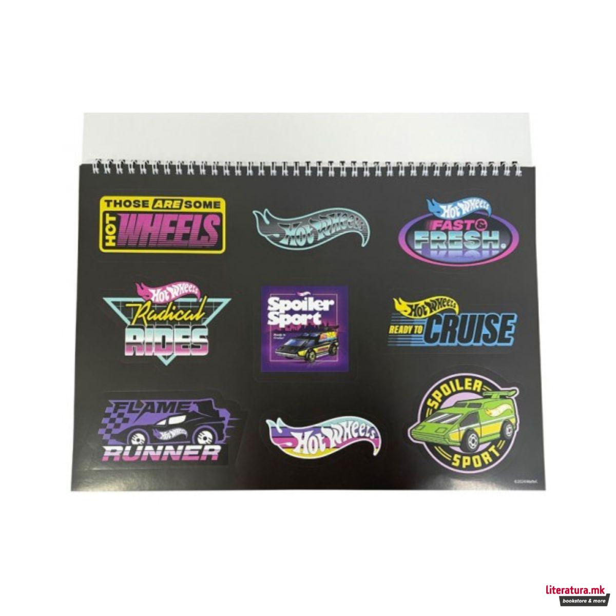 Скицник со стикери, Hot Wheels, 23 x 33 cm, 40 листови 