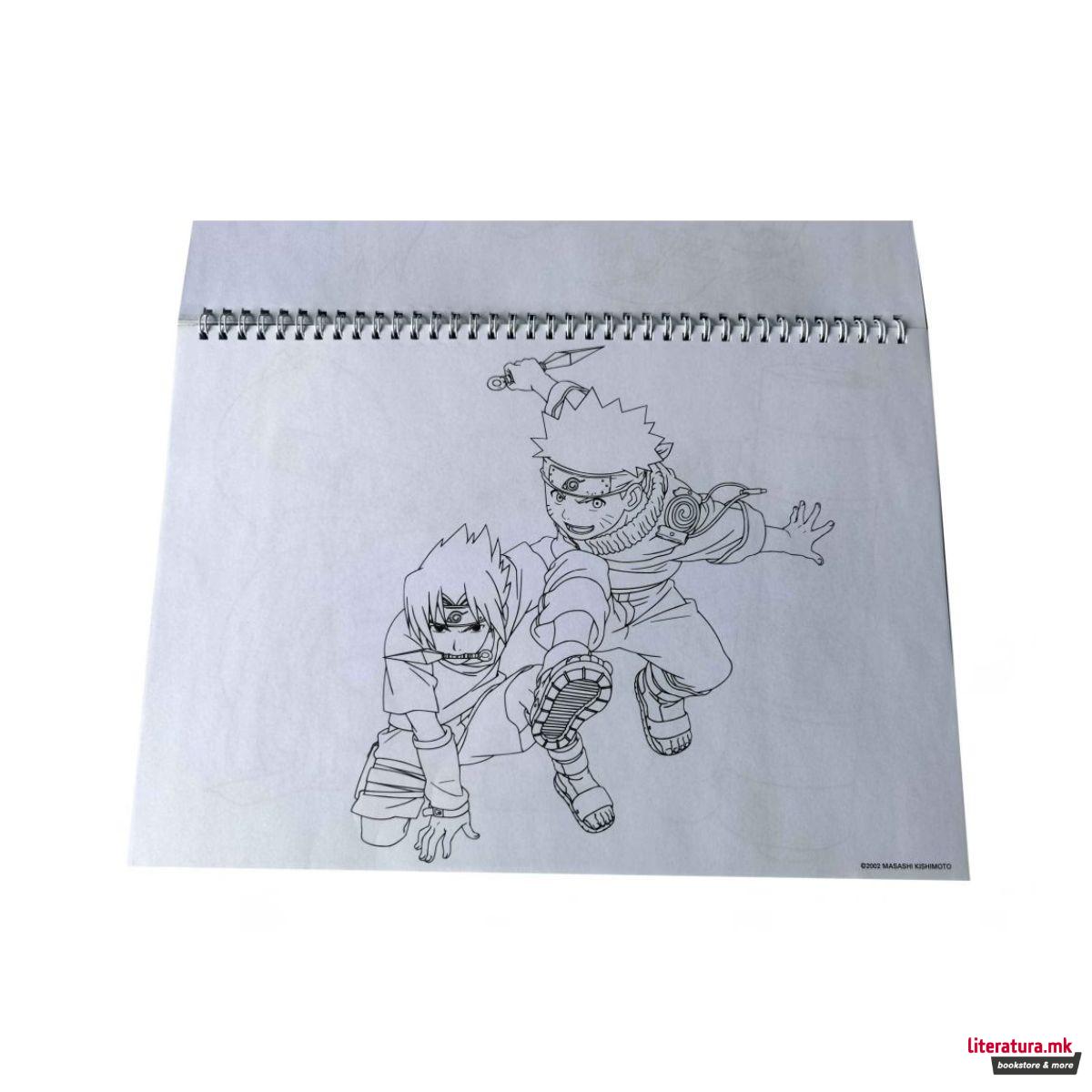 Скицник со стикери, Naruto, 23 x 33 cm, 40 листови 