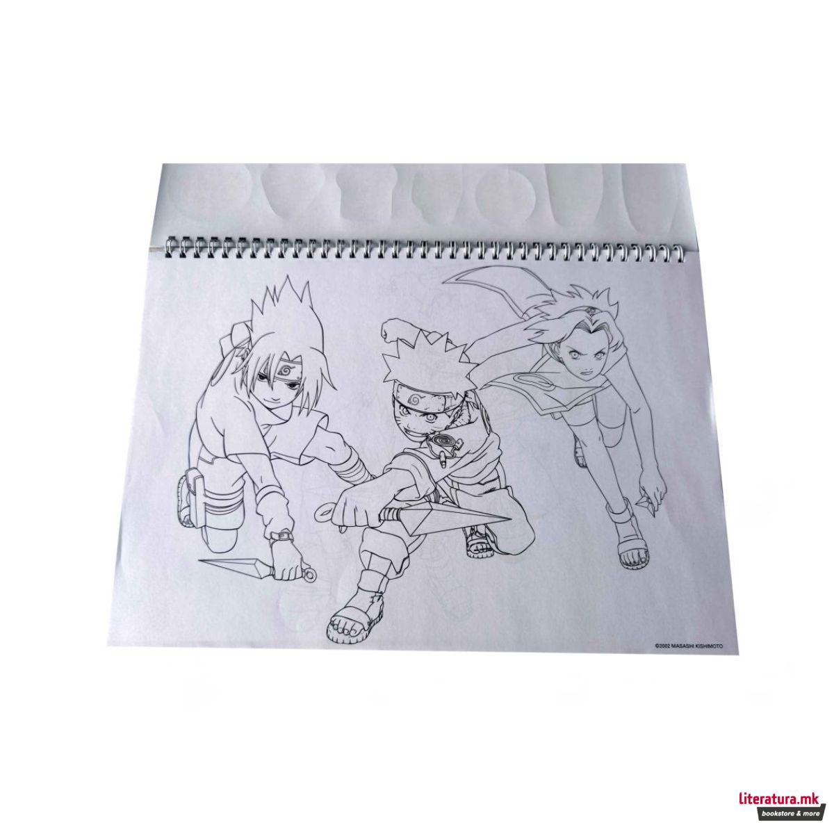 Скицник со стикери, Naruto, 23 x 33 cm, 40 листови 