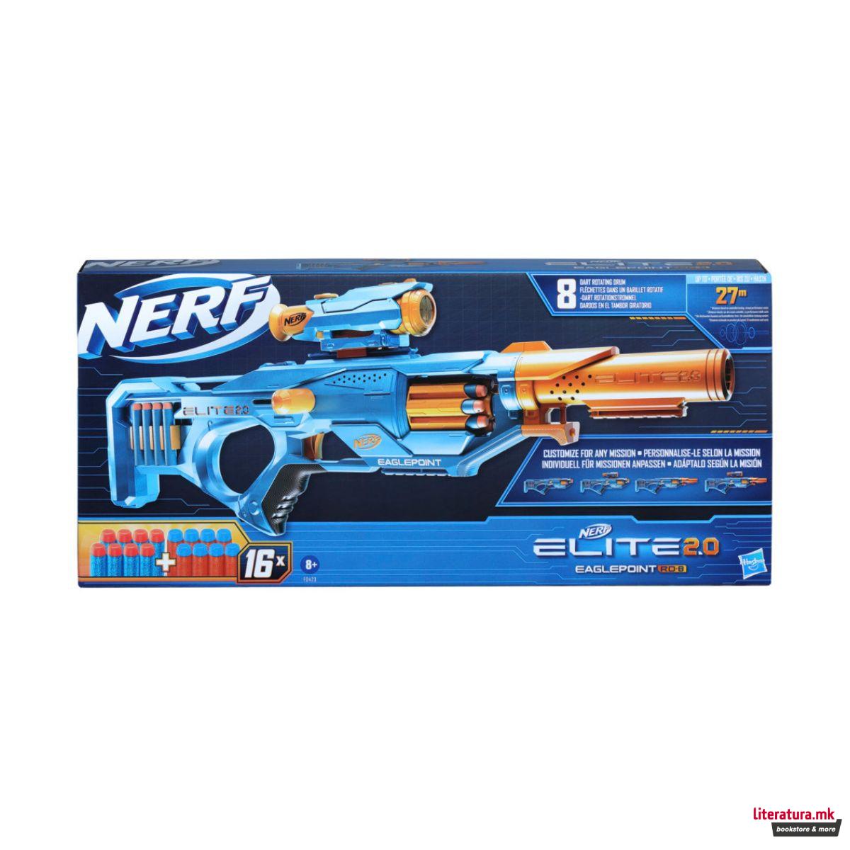 Играчка пушка со мека муниција, Nerf Elite 2.0 Eaglepoint RD-8 