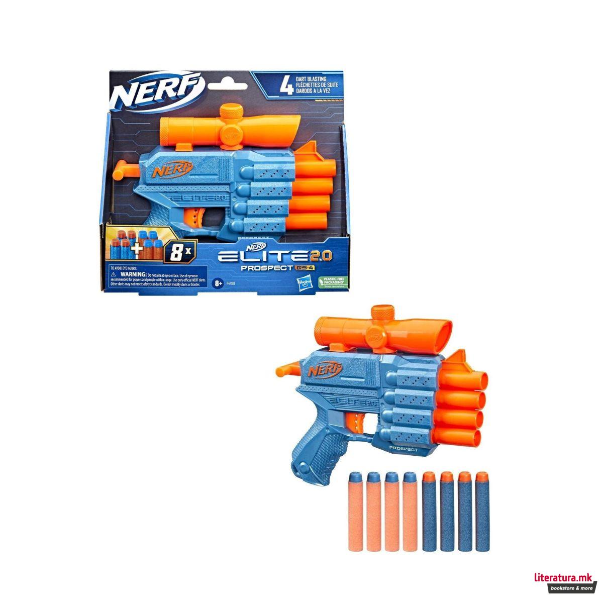 Играчка пушка со мека муниција, Nerf Elite 2.0 Prospect QS-4 Blaster 