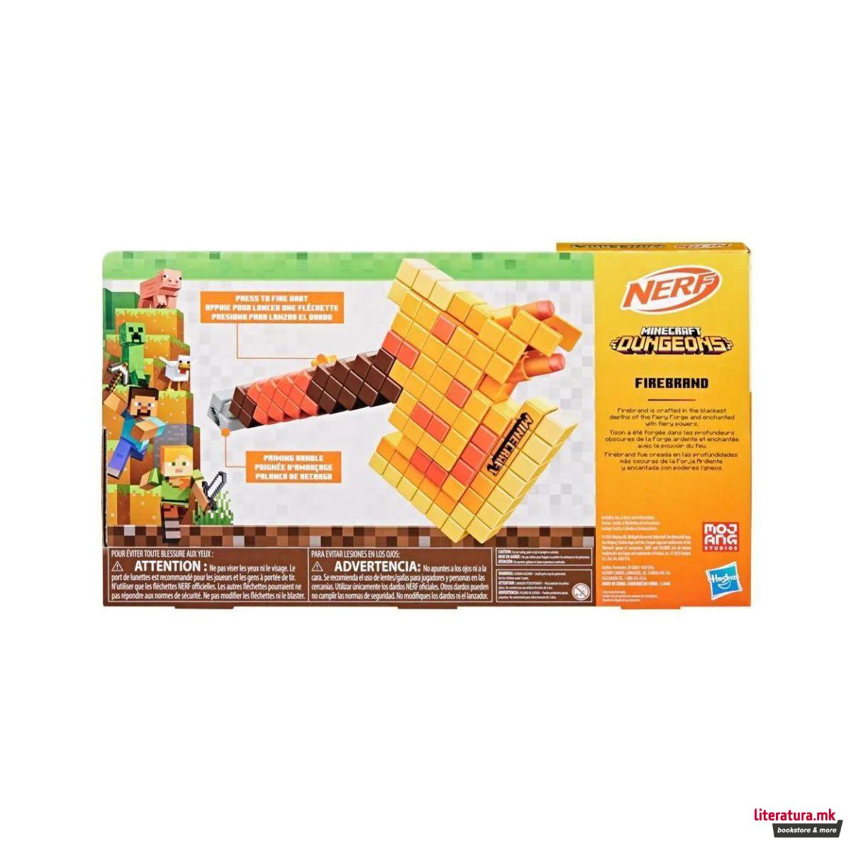 Играчка секира со мека муниција, Nerf Minecraft Firebrand, Dart Blasting Axe 