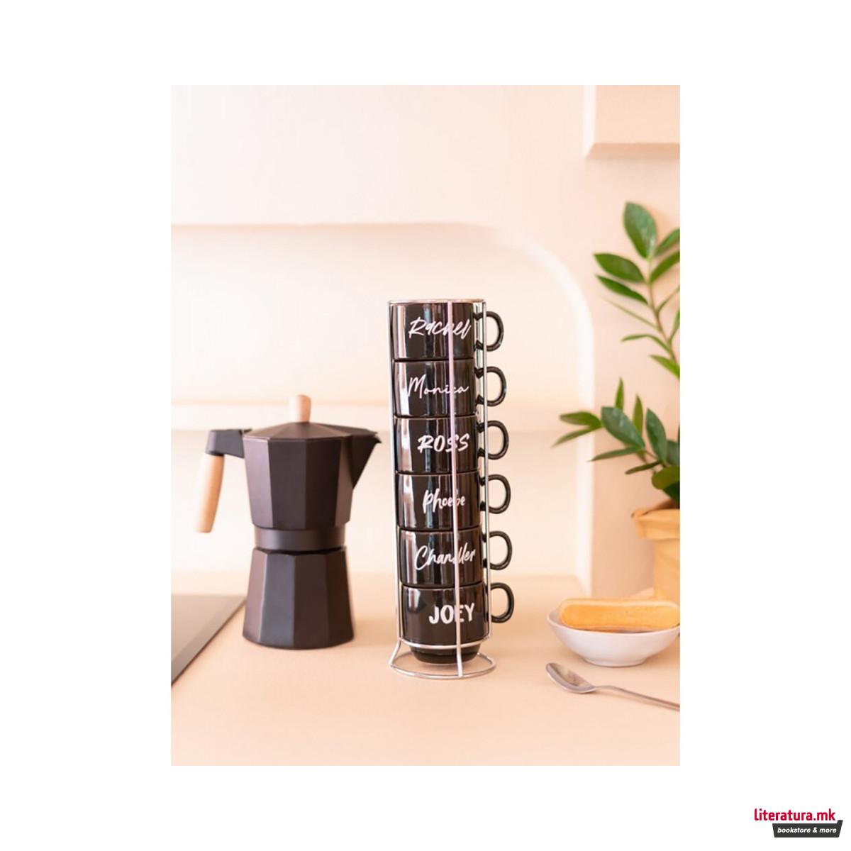 Сет од 6 шолји + метален држач, Friends