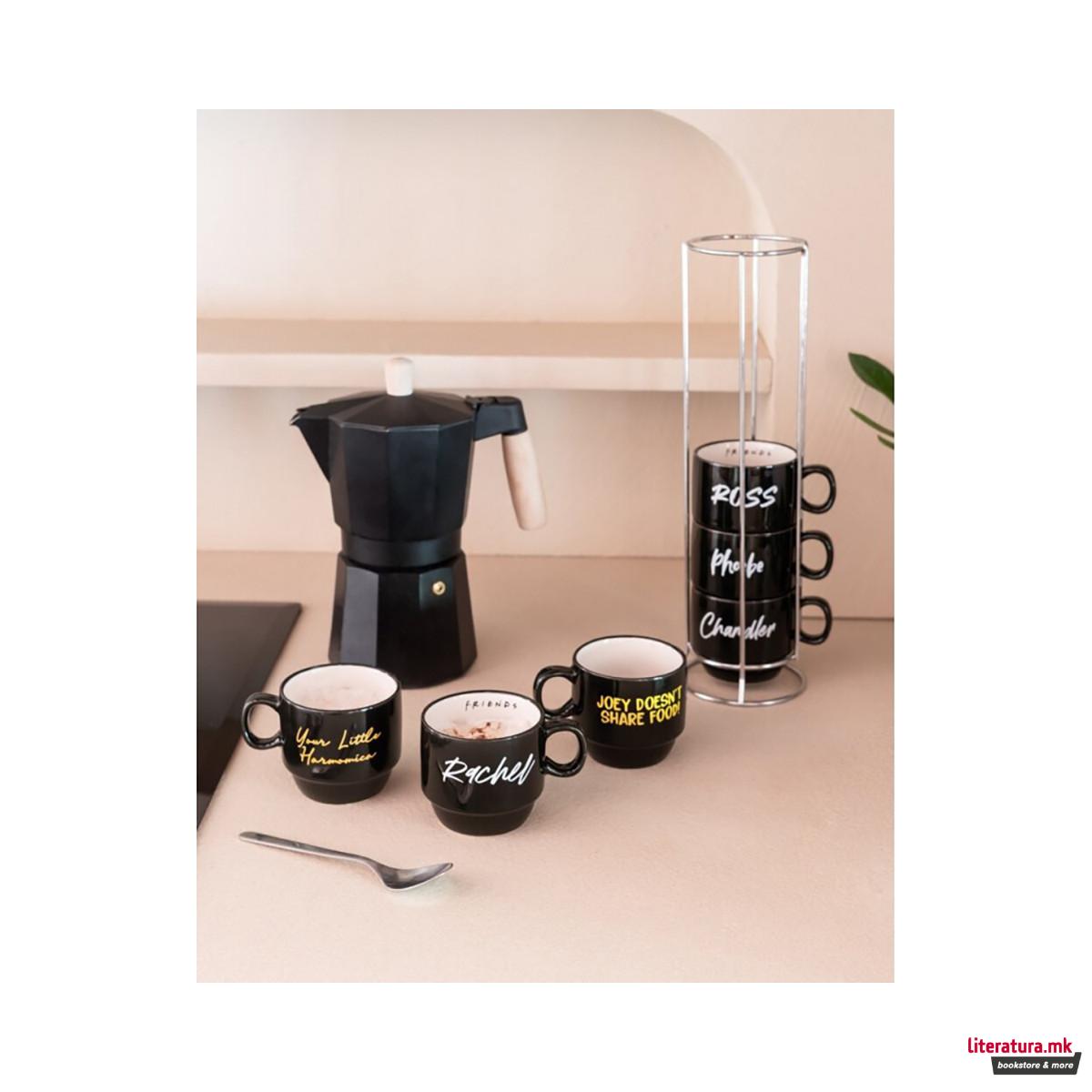 Сет од 6 шолји + метален држач, Friends