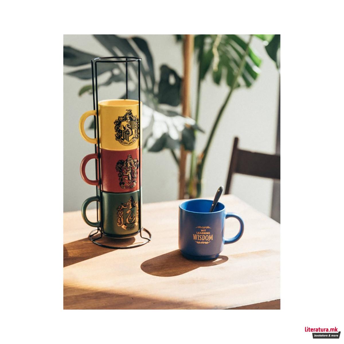 Сет од 4 шолји + метален држач, Harry Potter - Hogwarts Houses 