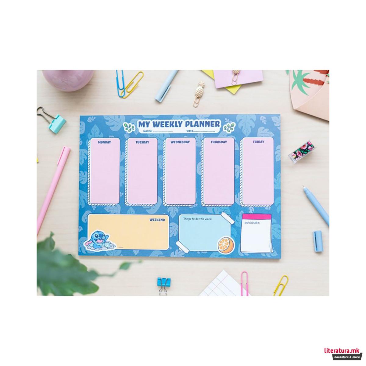 Неделен планер, Stitch,  A4, 54 листови 