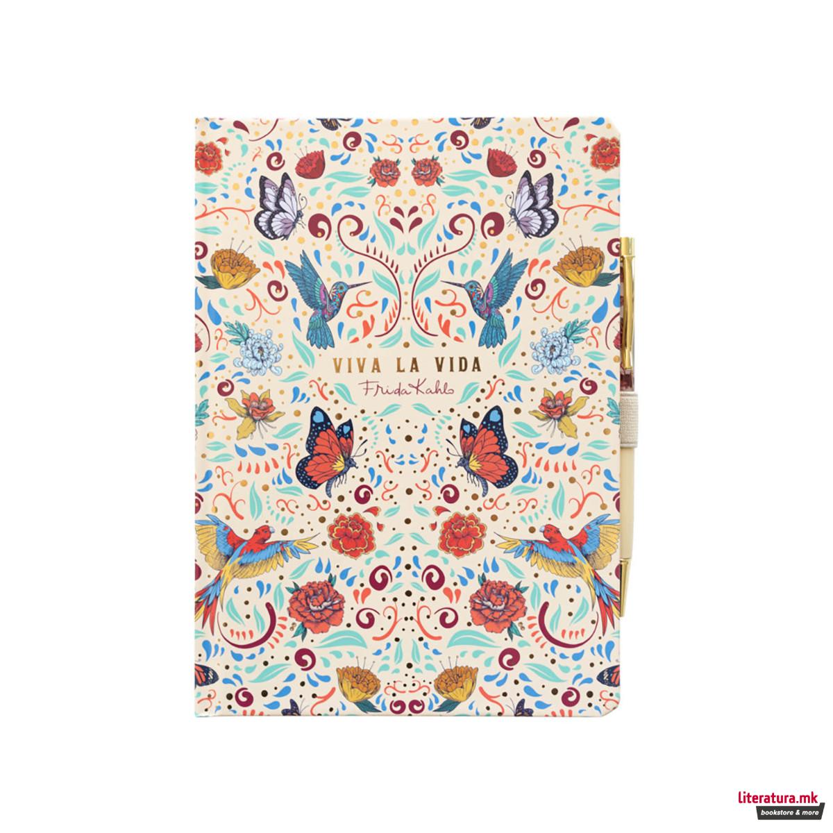 Сет нотес + пенкало, Frida Kahlo - Viva La Vida, A5 