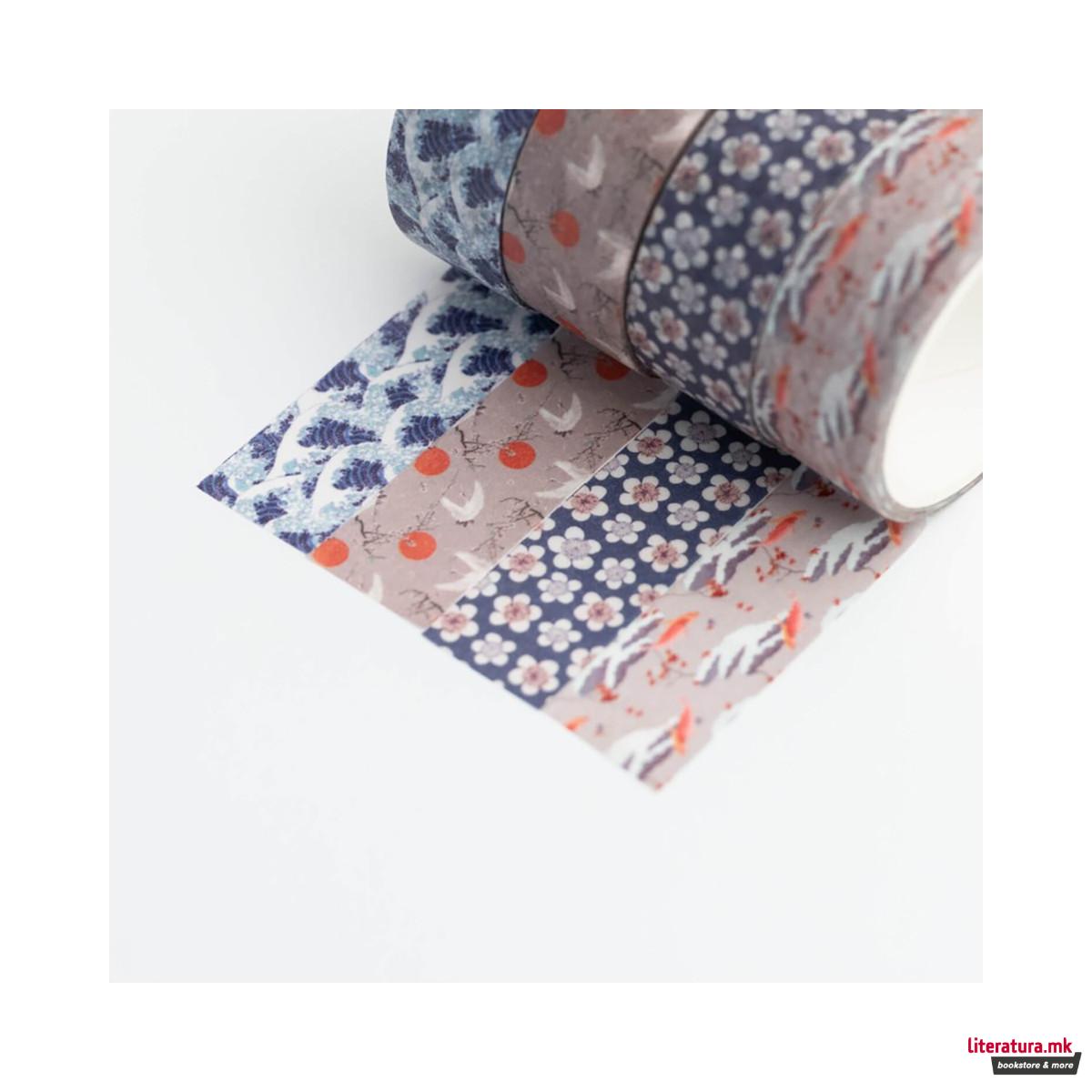 Декоративен селотејп - сет од 4, Hokusai 