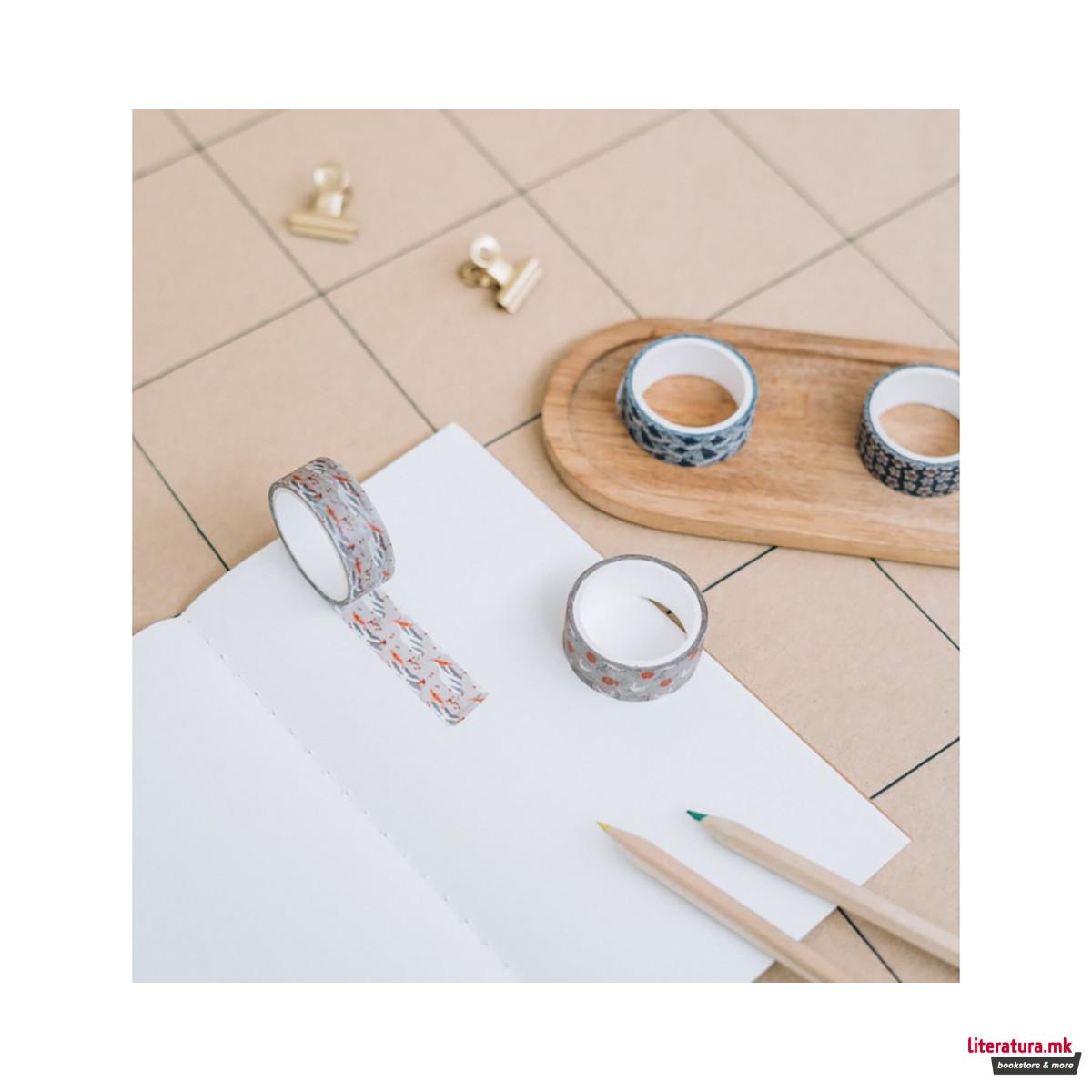 Декоративен селотејп - сет од 4, Hokusai 