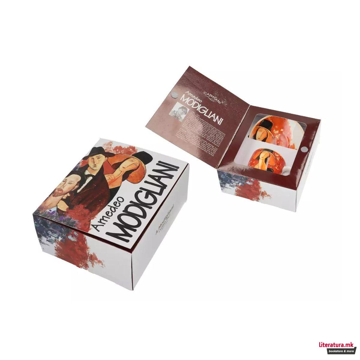 Шолја за еспресо со тацна, Amedeo Modigliani - Woman wih a Hat, 80ml