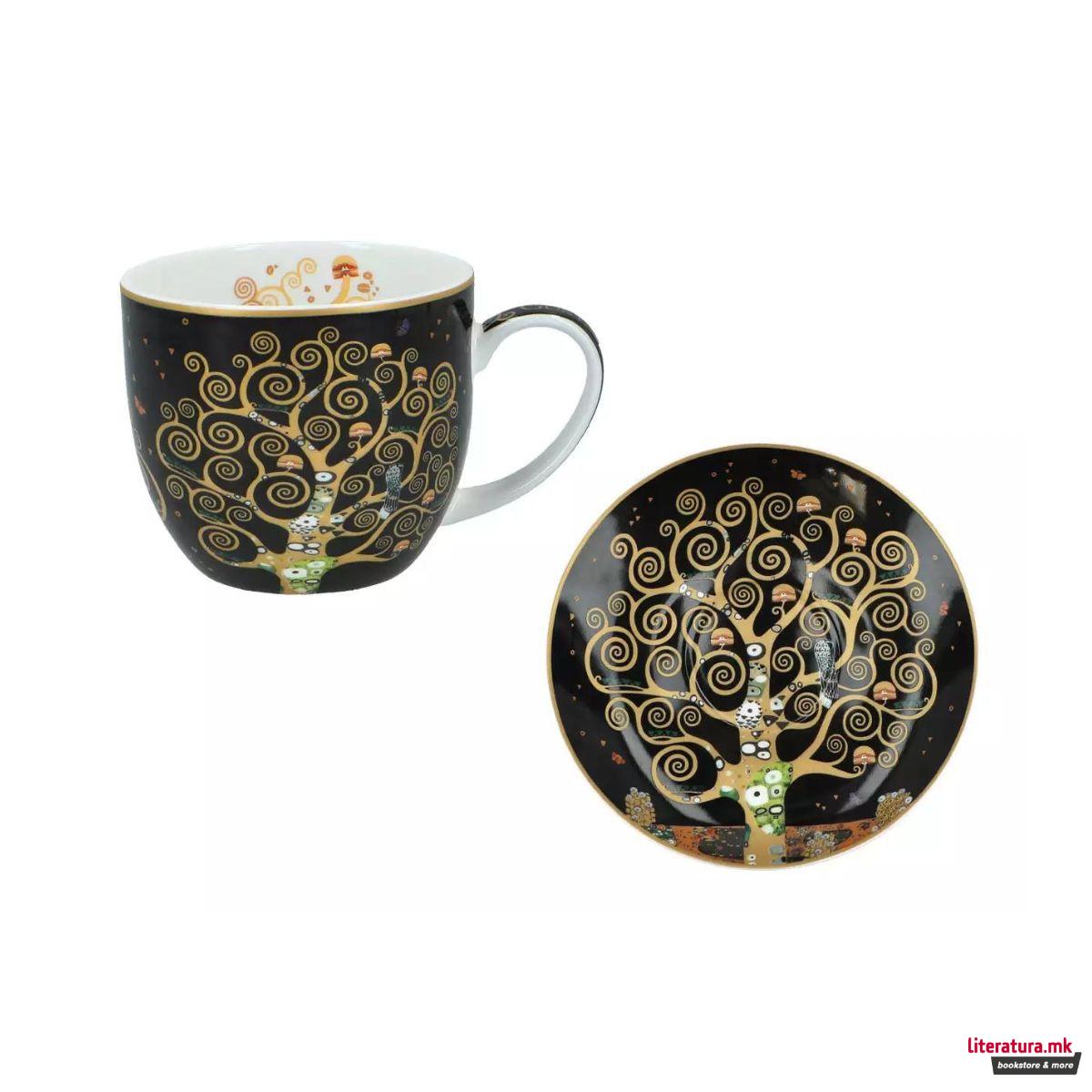 Сет од 2 шолји со тацни, Gustav Klimt - Tree of Life, 250ml 