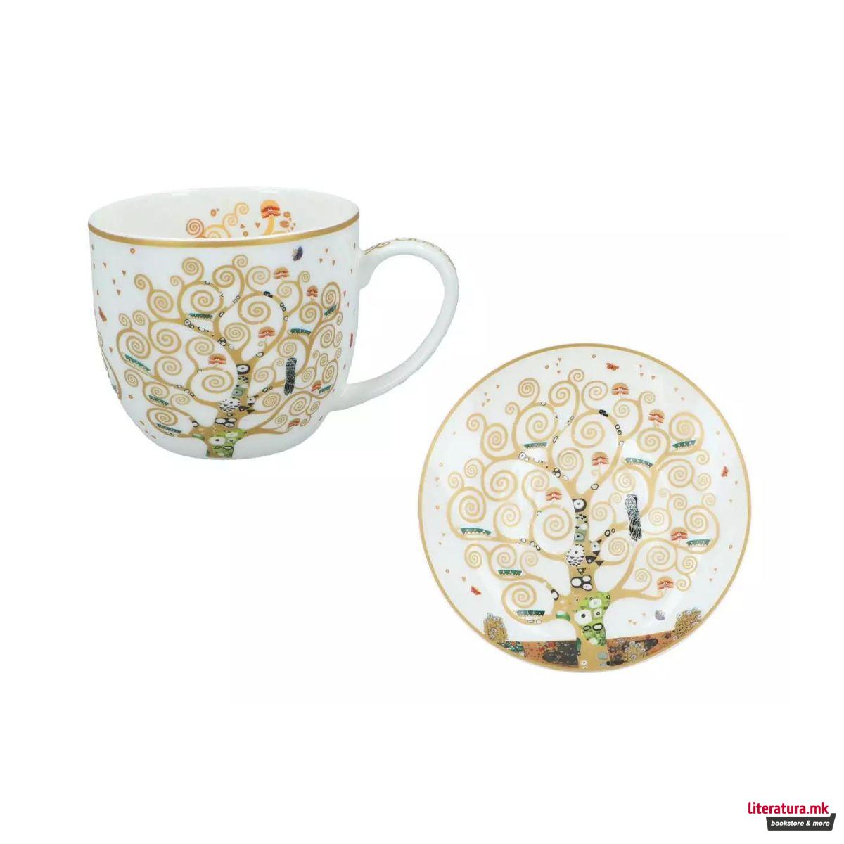 Сет од 2 шолји со тацни, Gustav Klimt - Tree of Life, 250ml 